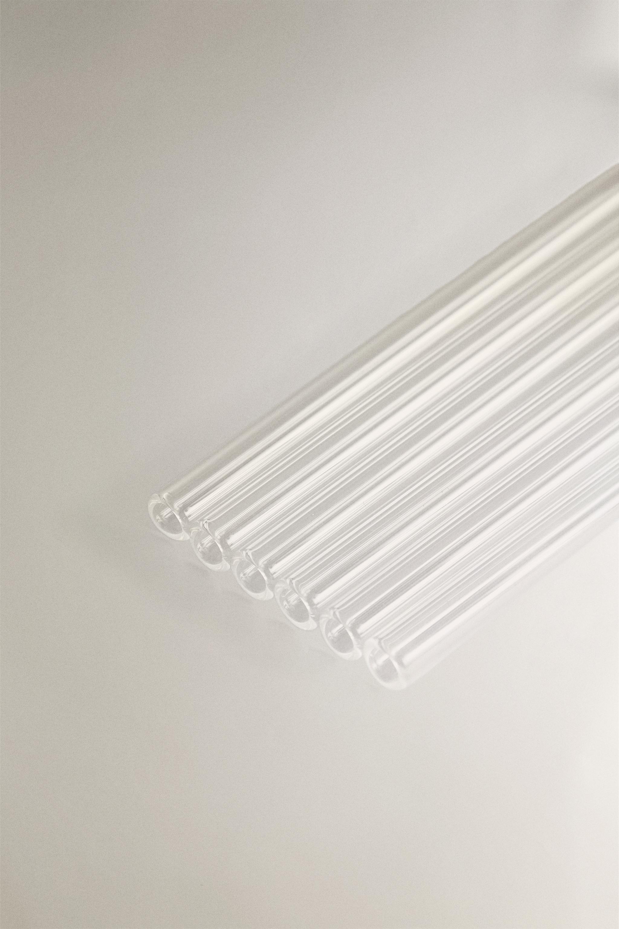 SET OF GLASS STRAWS WITH FRUIT FIGURES (SET OF 6)