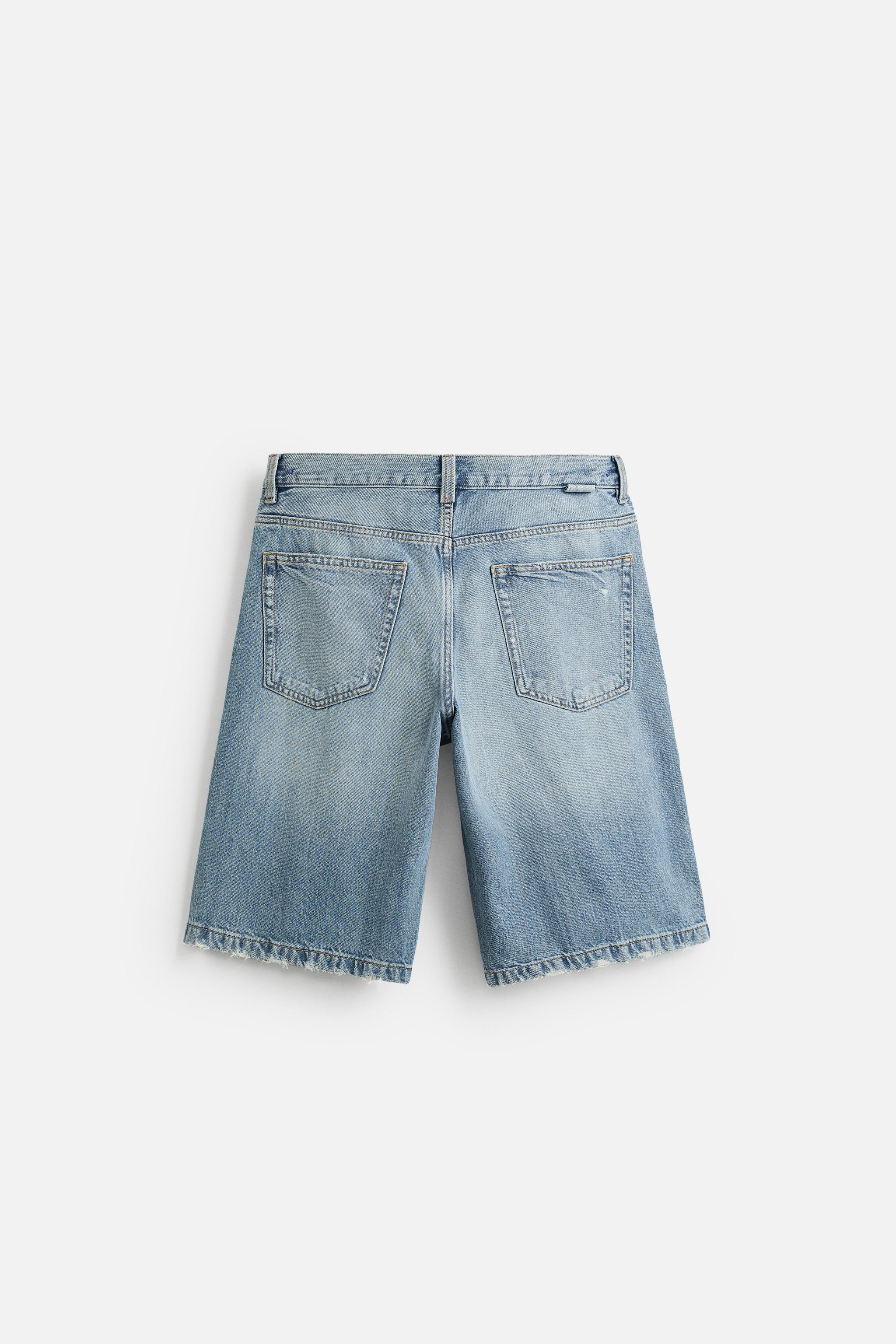 RIPPED BAGGY FIT DENIM SHORTS
