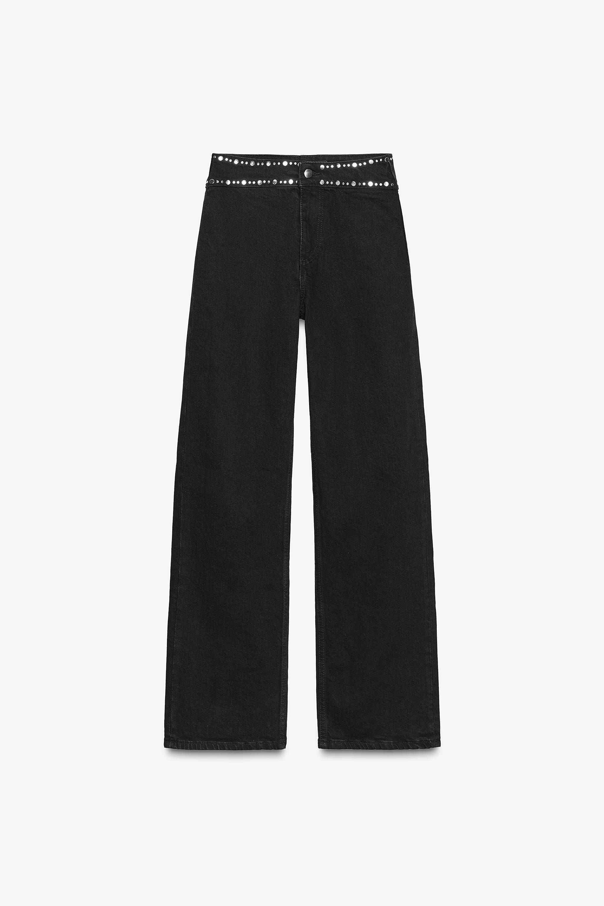 Z1975 HIGH WAIST STRAIGHT LONG LENGTH JEANS WITH STUDS