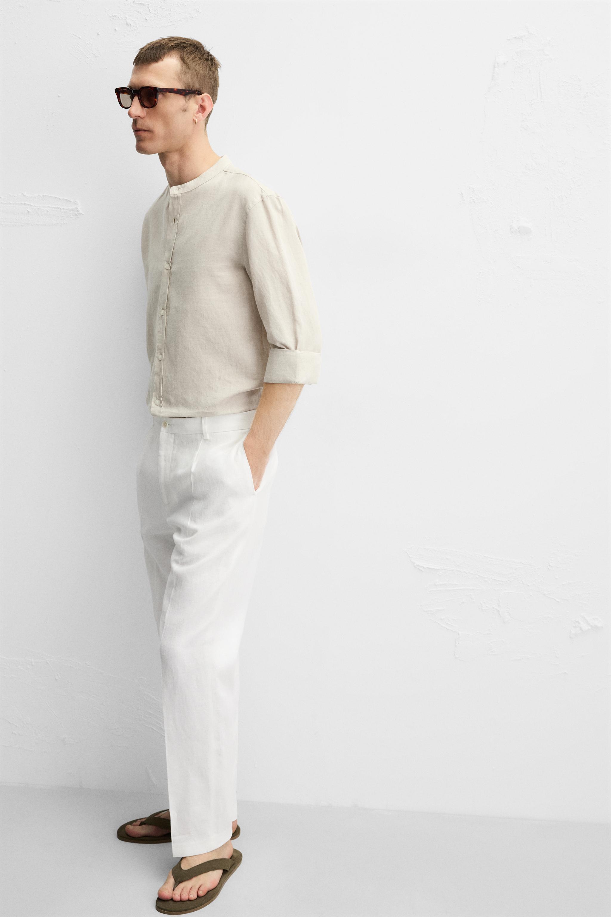 100% LINEN PLEATED PANTS