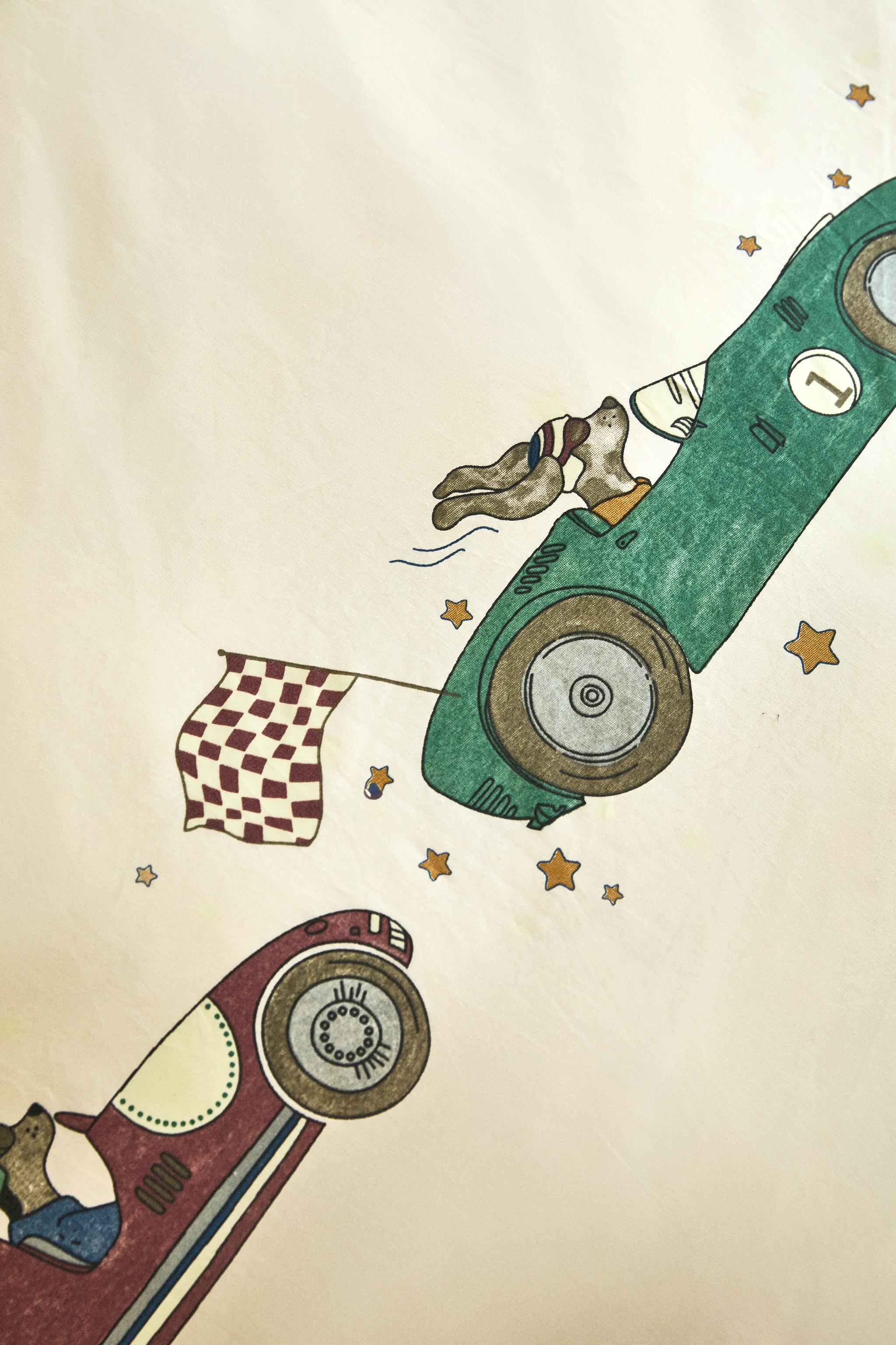 CHILDREN'S DUVET COVER WITH RACING DOG PRINT