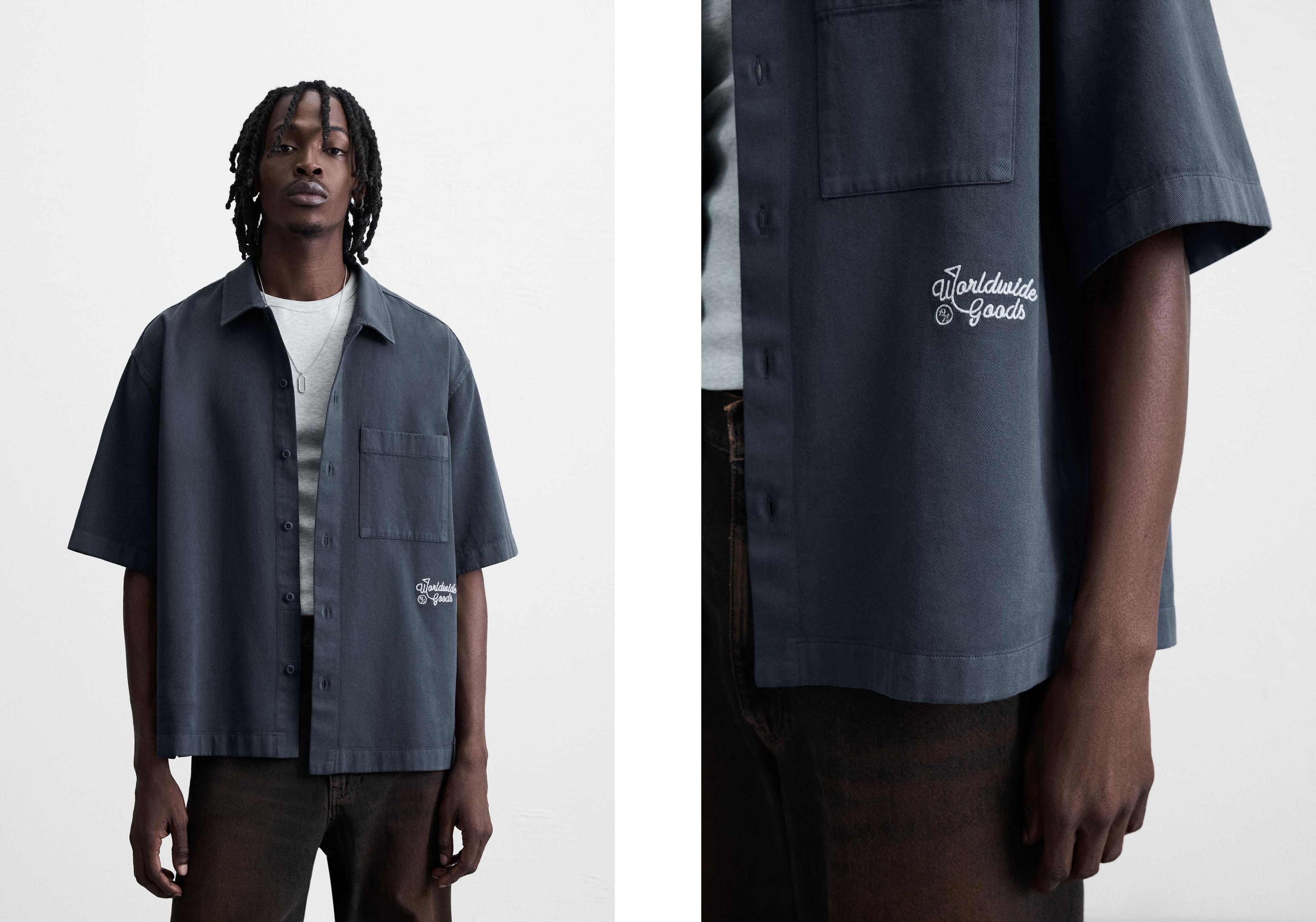 EMBROIDERED TEXTURED OVERSHIRT