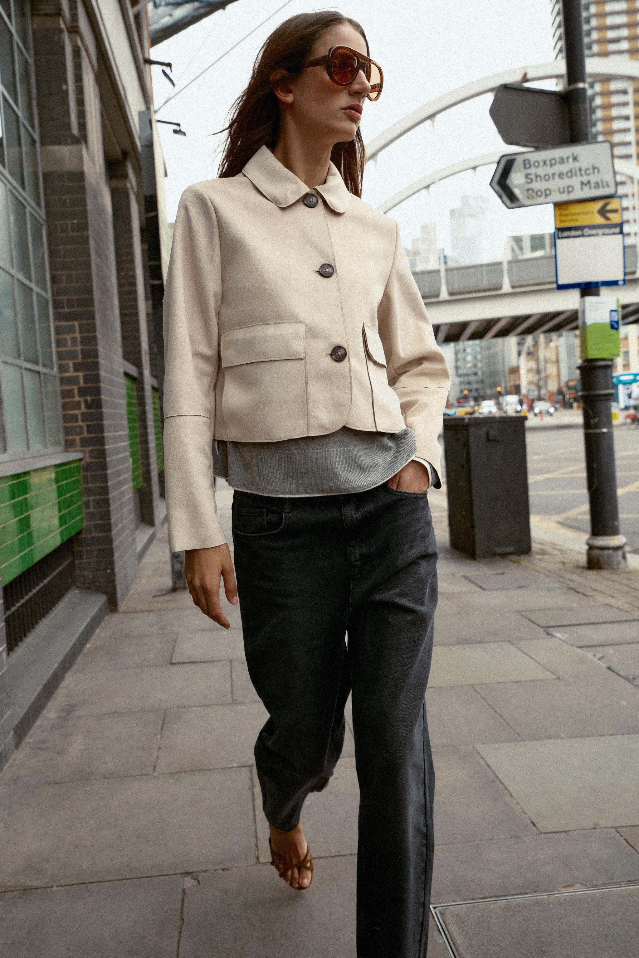 FAUX SUEDE CROPPED JACKET