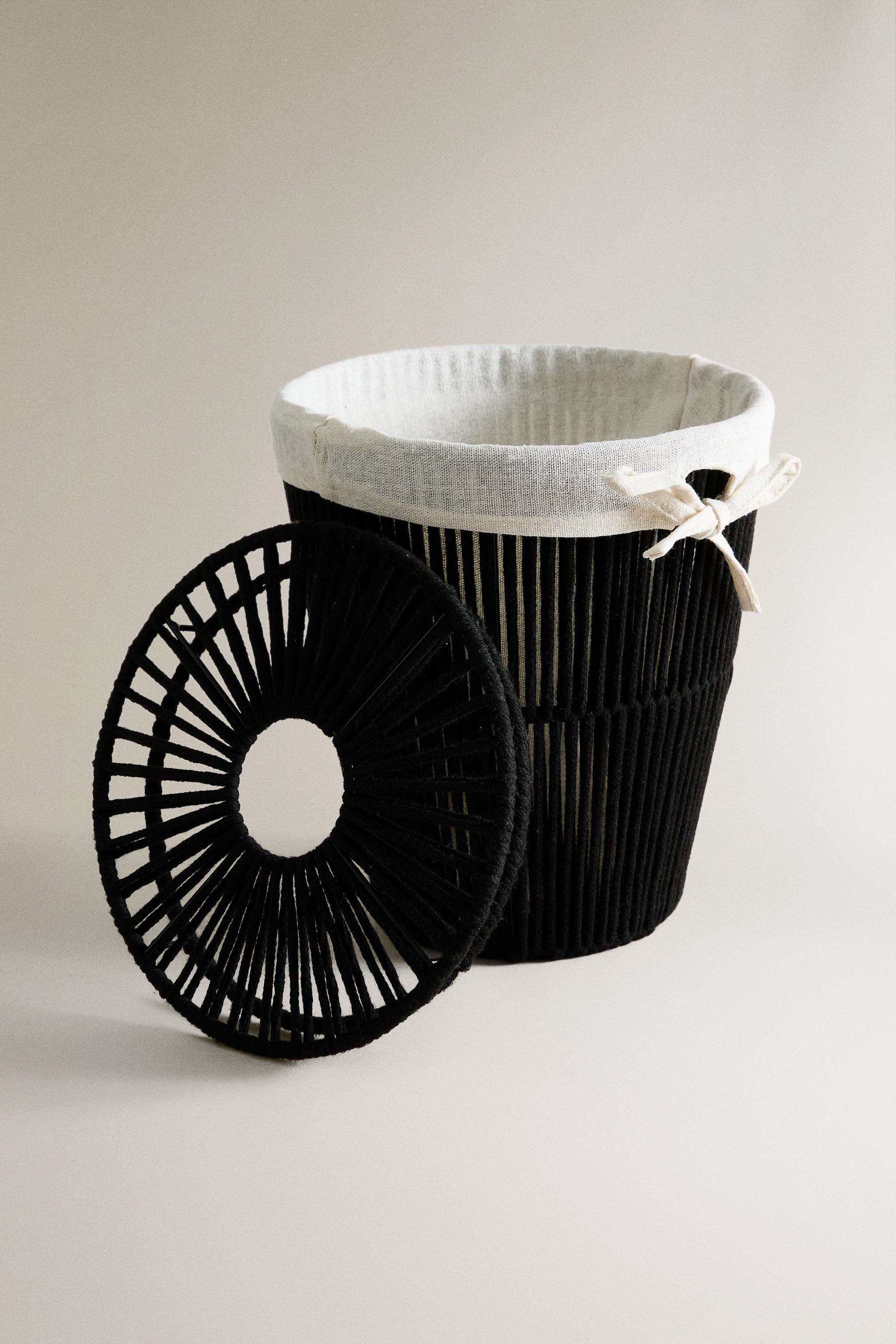 WASTEPAPER BASKET WITH FABRIC LINING