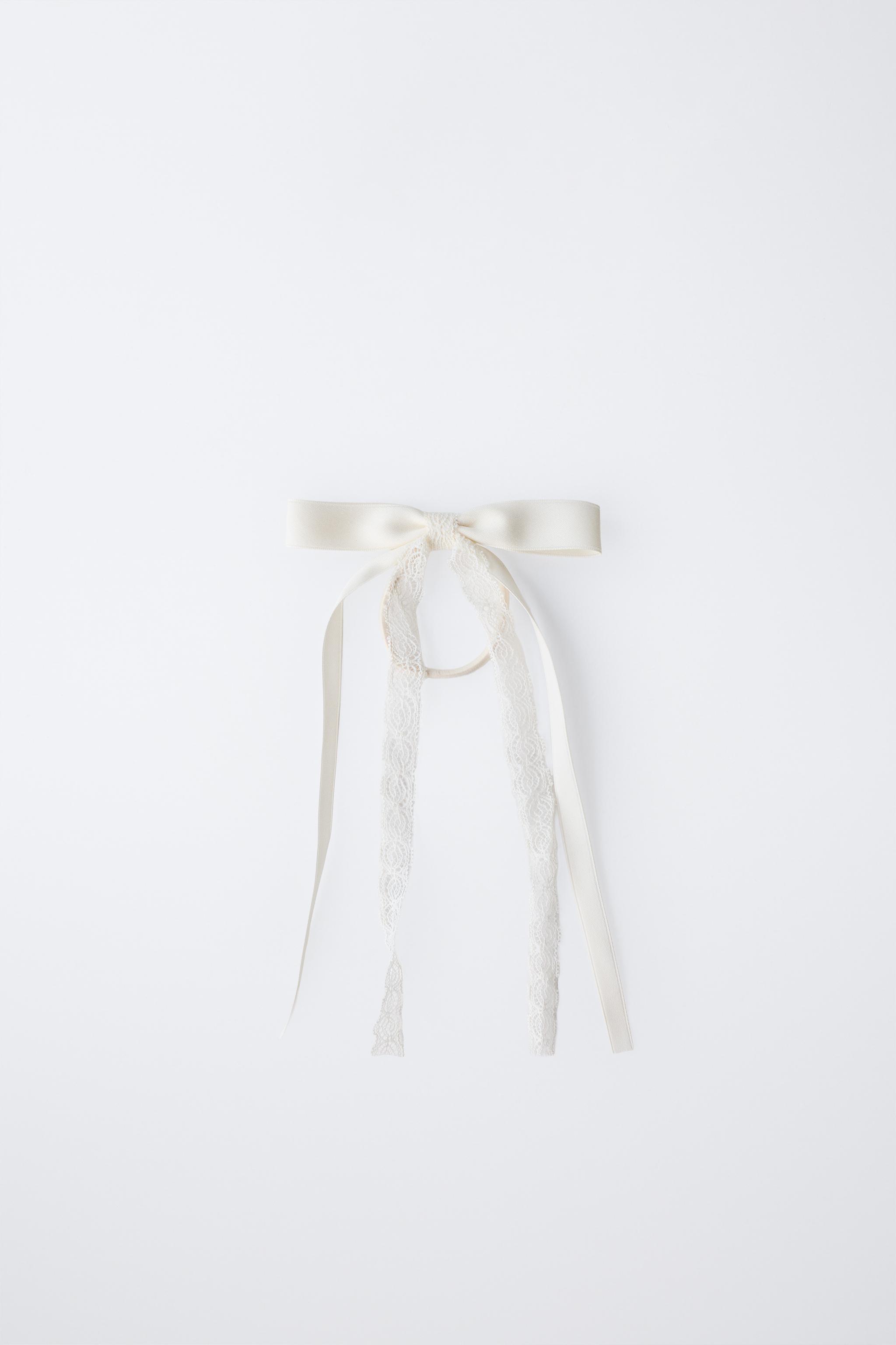 LACE AND PLAIN BOW BOBBY PIN HAIR TIE