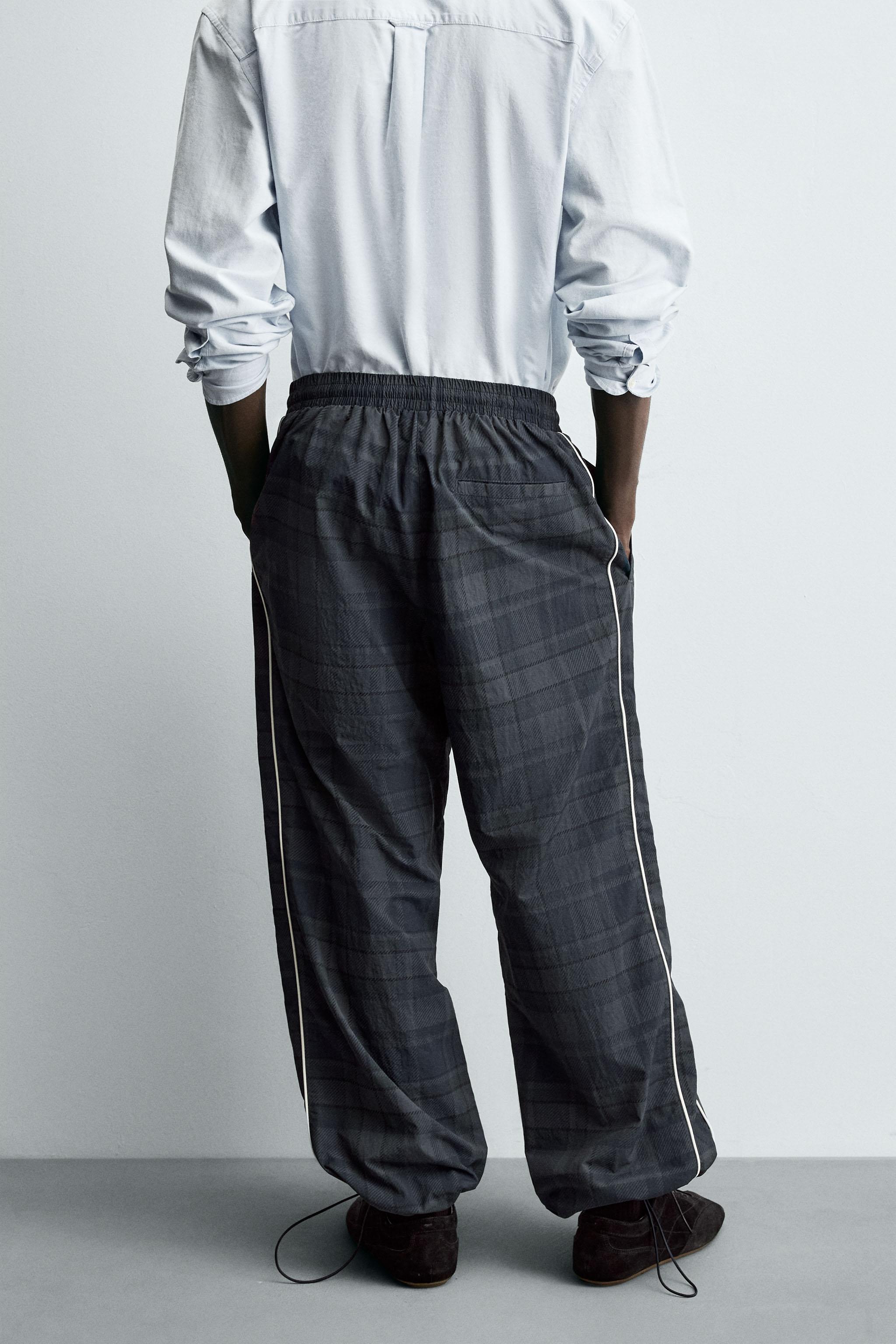 CONTRAST PLAID TECHNICAL JOGGER PANTS