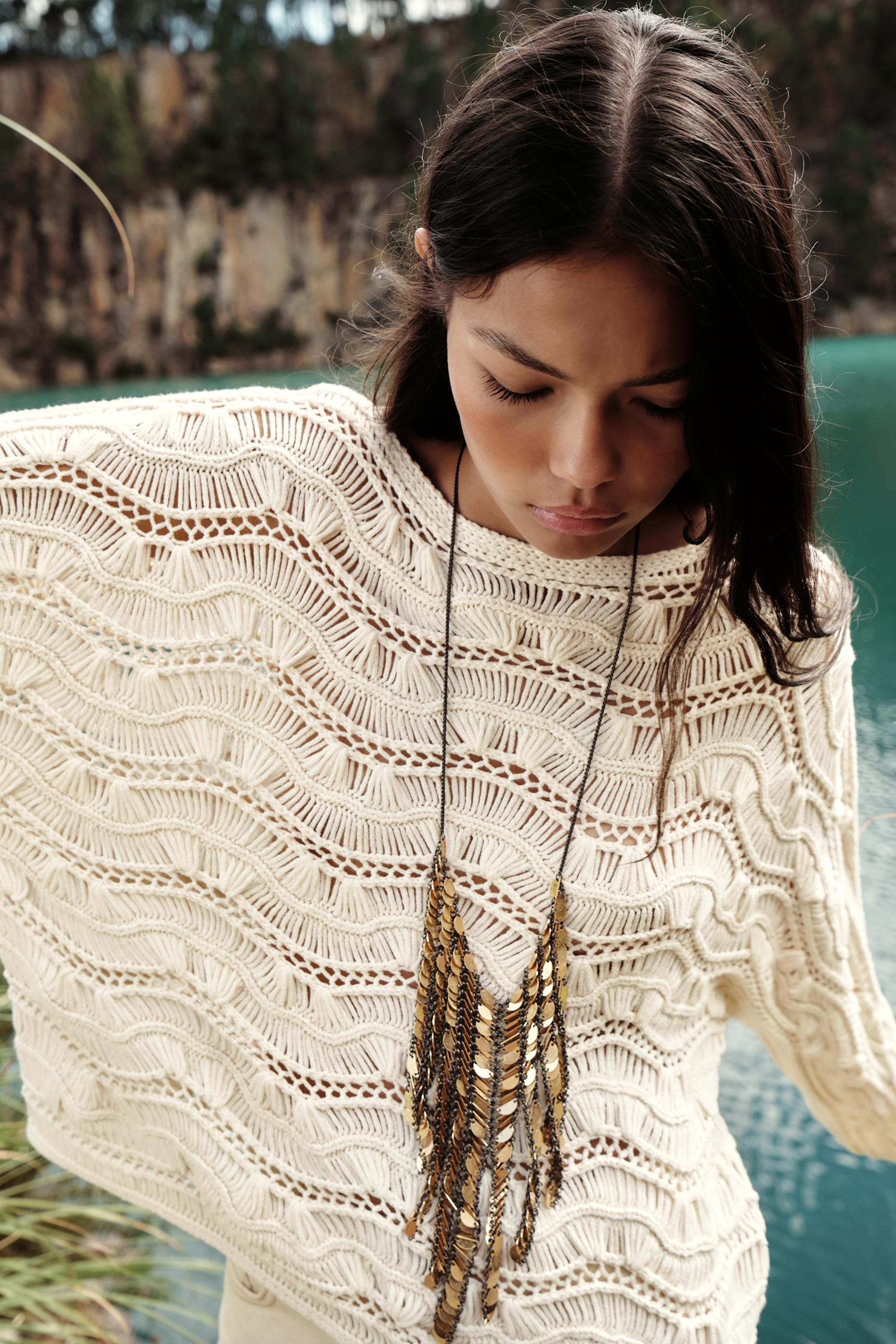 DROP NEEDLE KNIT SWEATER