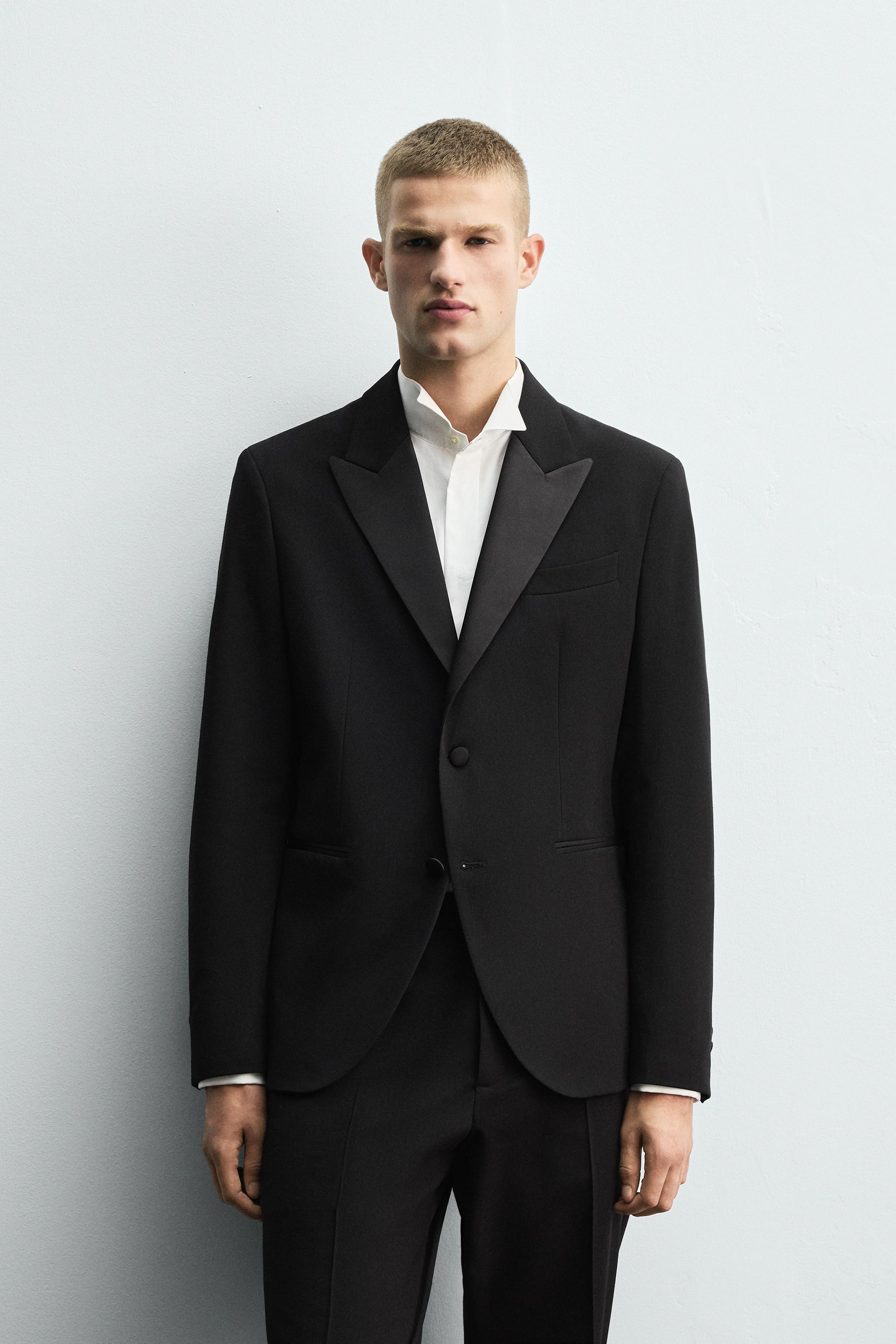 WOOL BLEND TUXEDO SUIT BLAZER