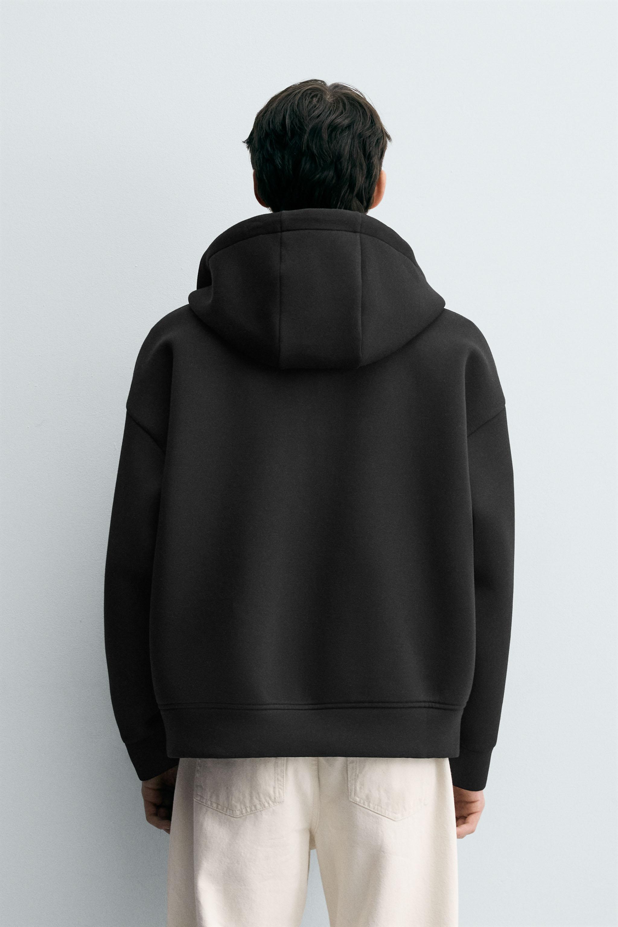 NEOPRENE EFFECT HOODIE SWEATSHIRT