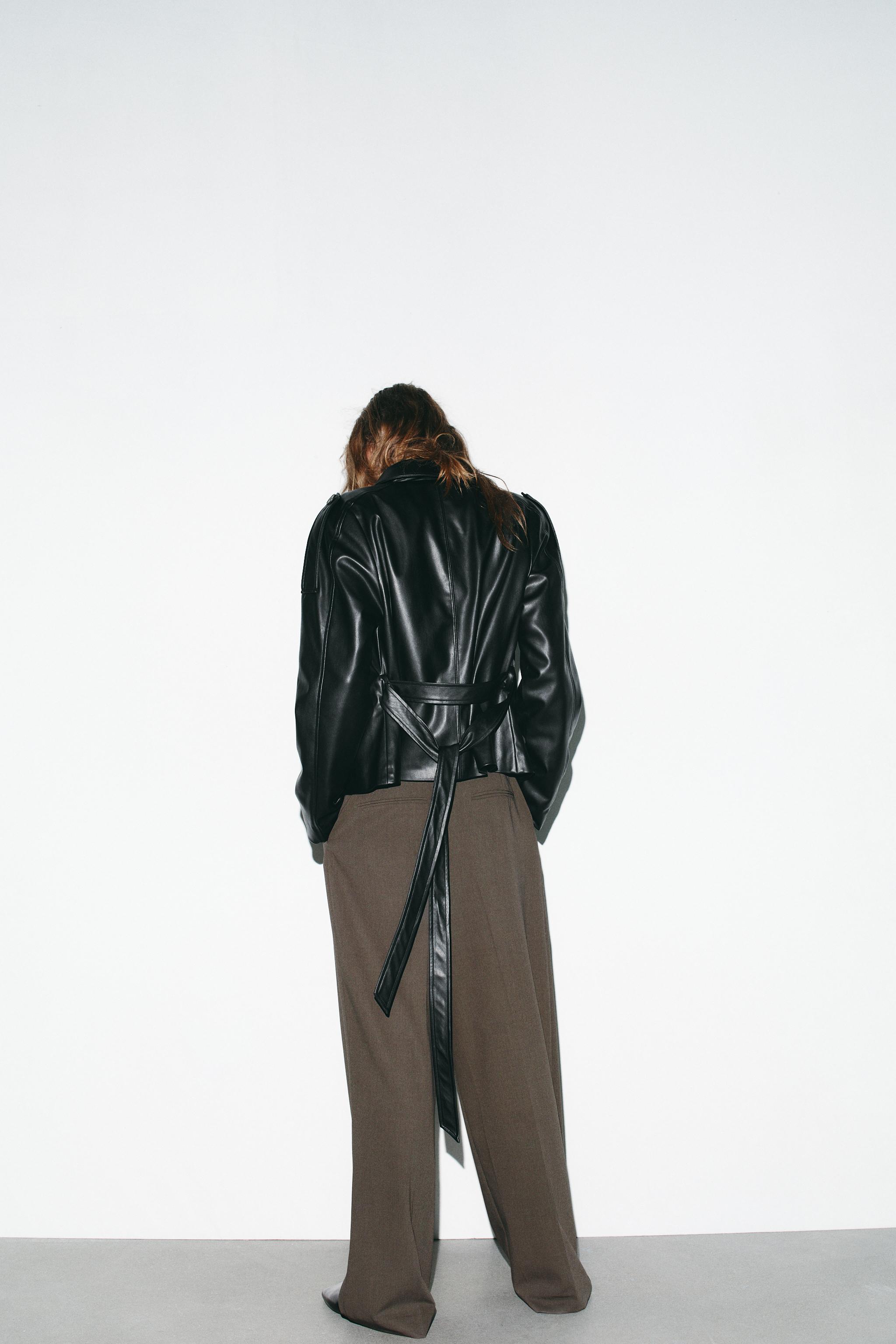 SHORT FAUX LEATHER TRENCH COAT