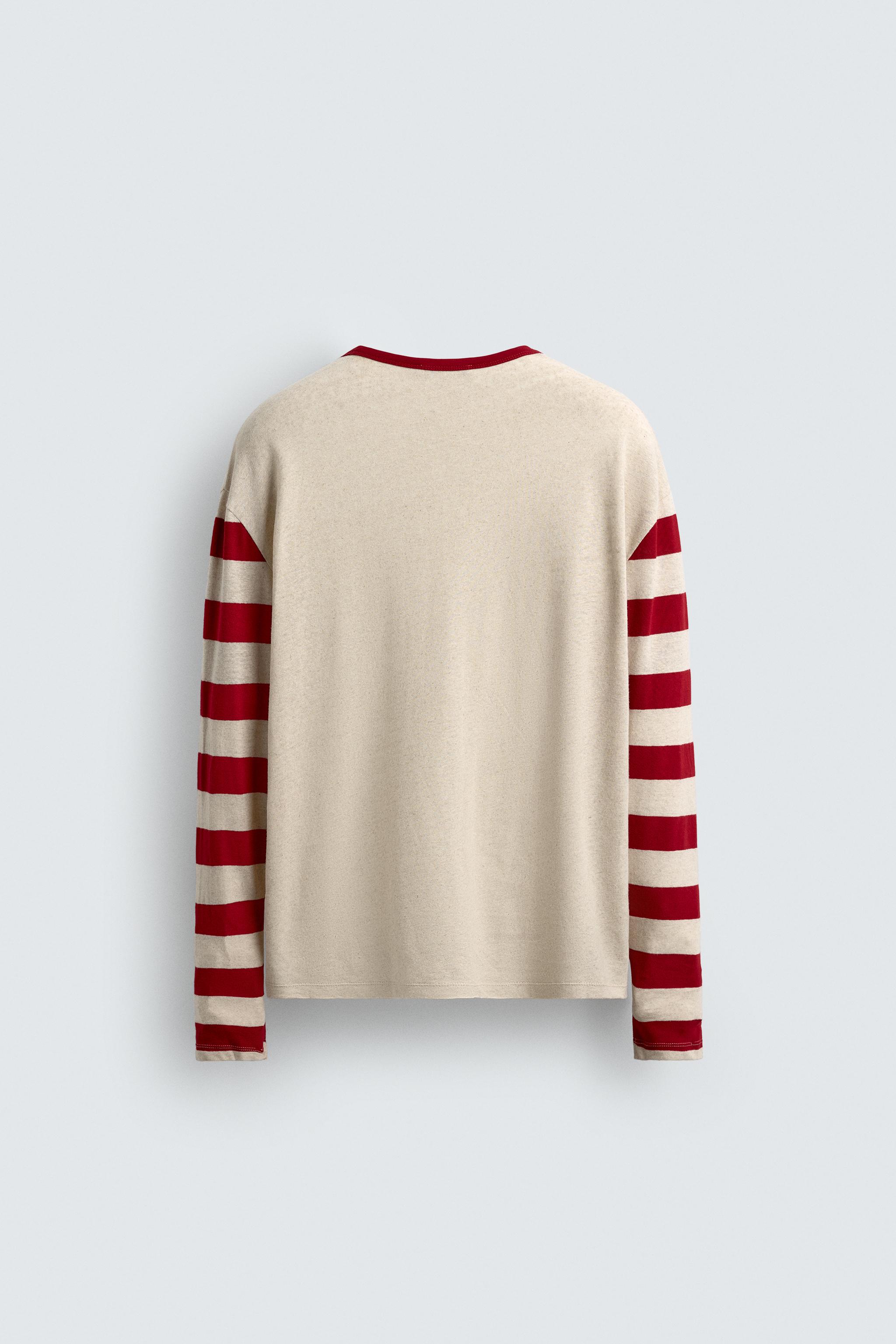 STRIPED COMBINATION T-SHIRT