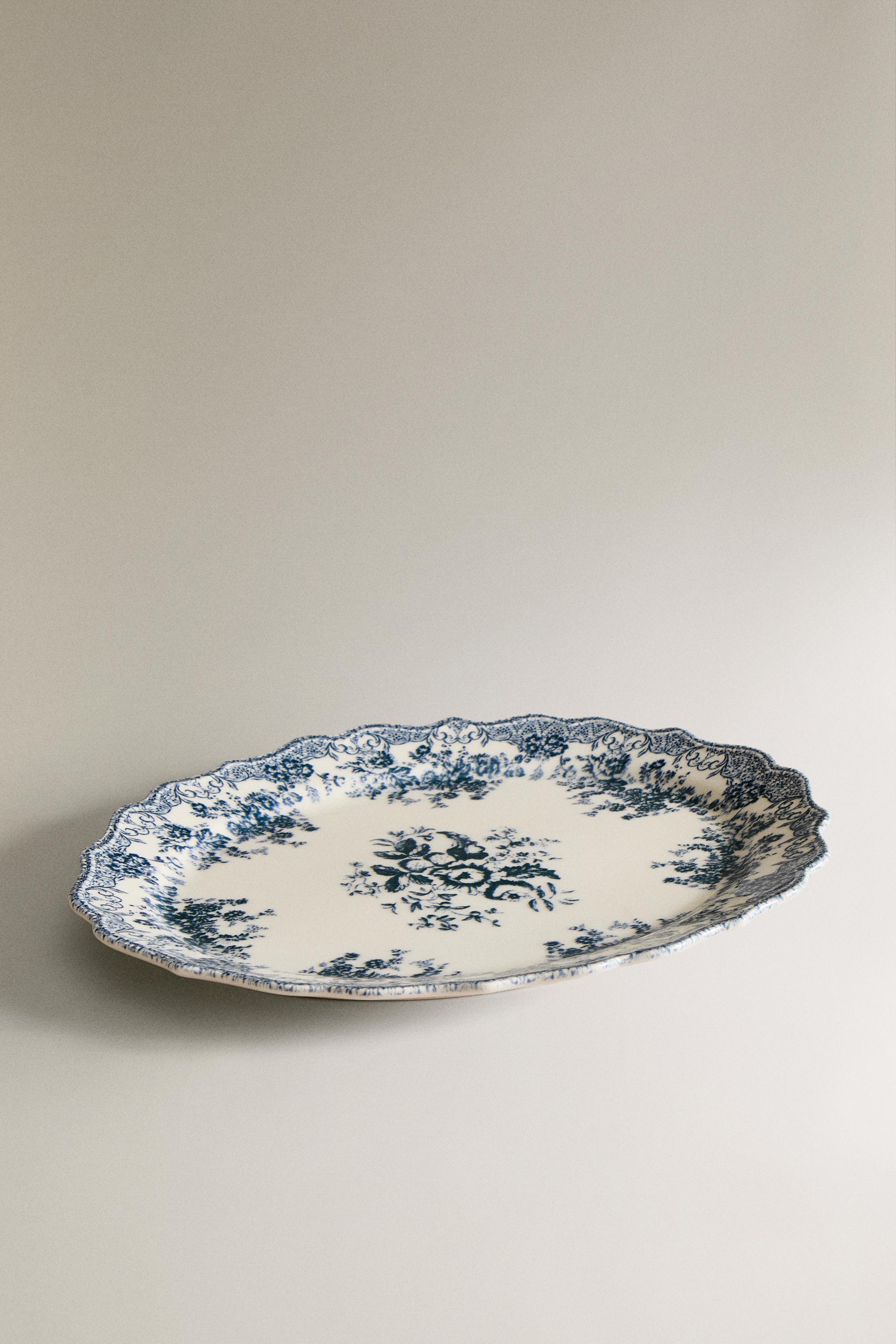 FLORAL EARTHENWARE SERVING DISH