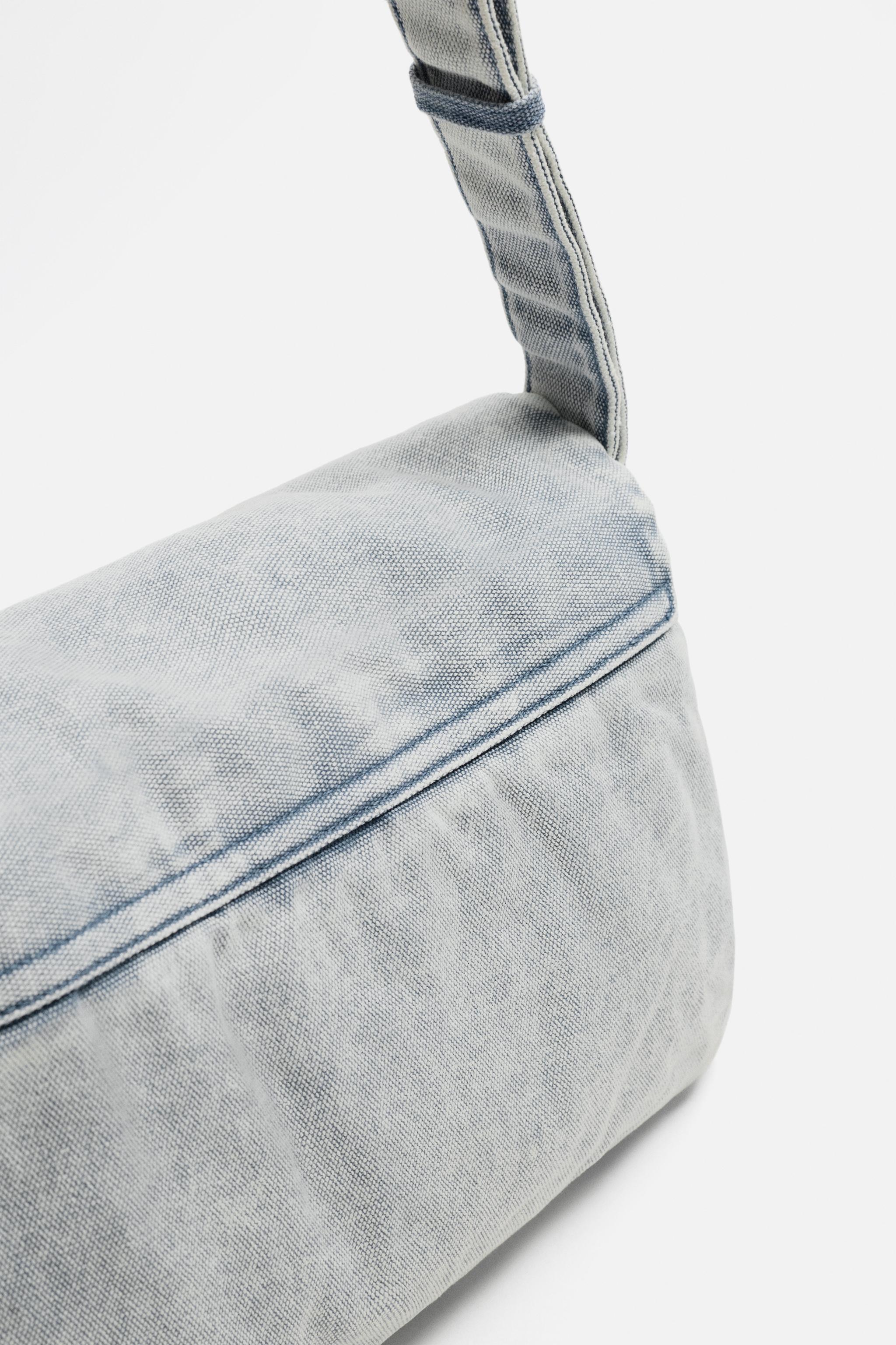 WASHED-EFFECT DENIM CROSSBODY BAG