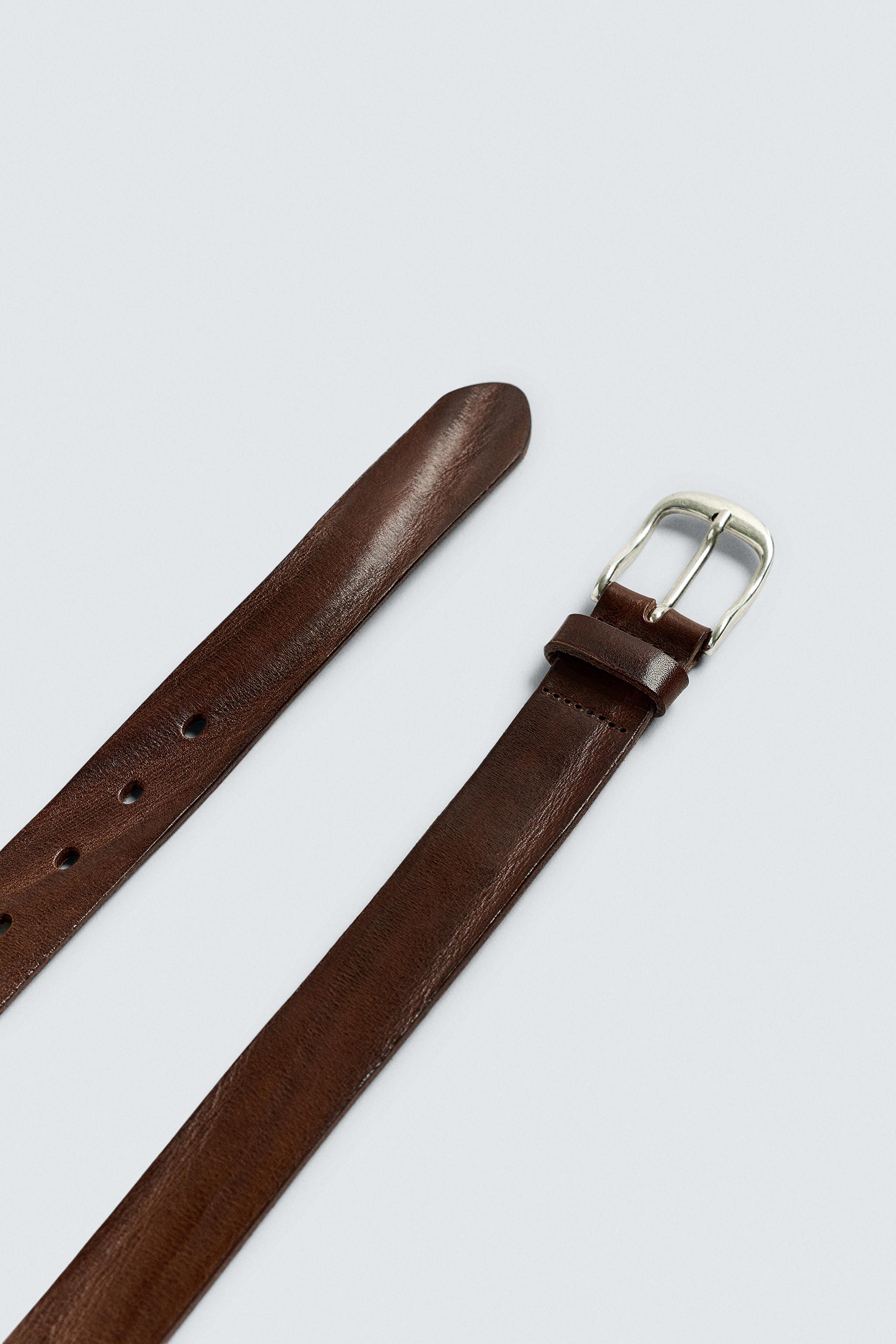 WRINKLED EFFECT LEATHER BELT