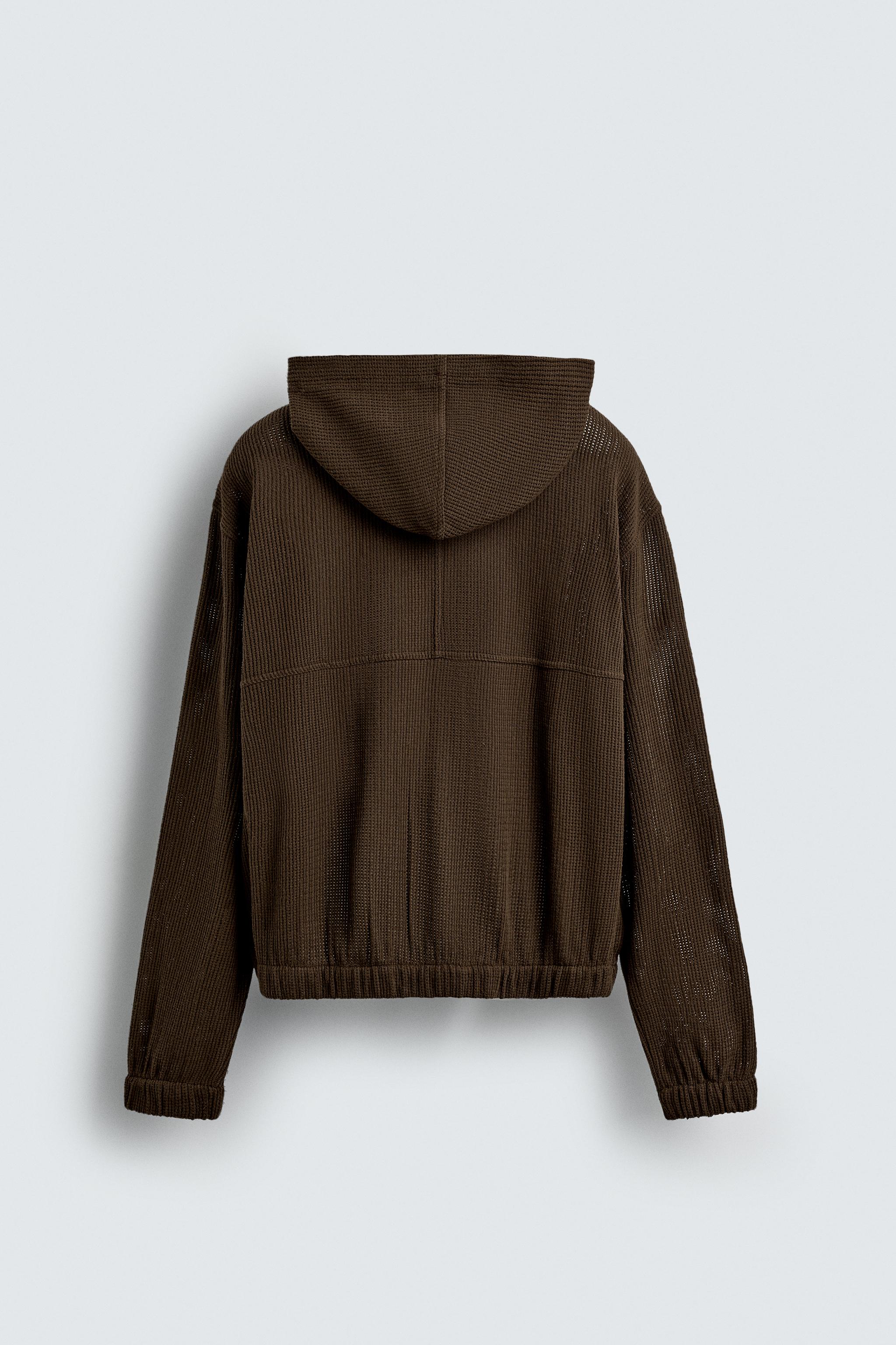 HOODED OPEN-KNIT OVERSHIRT