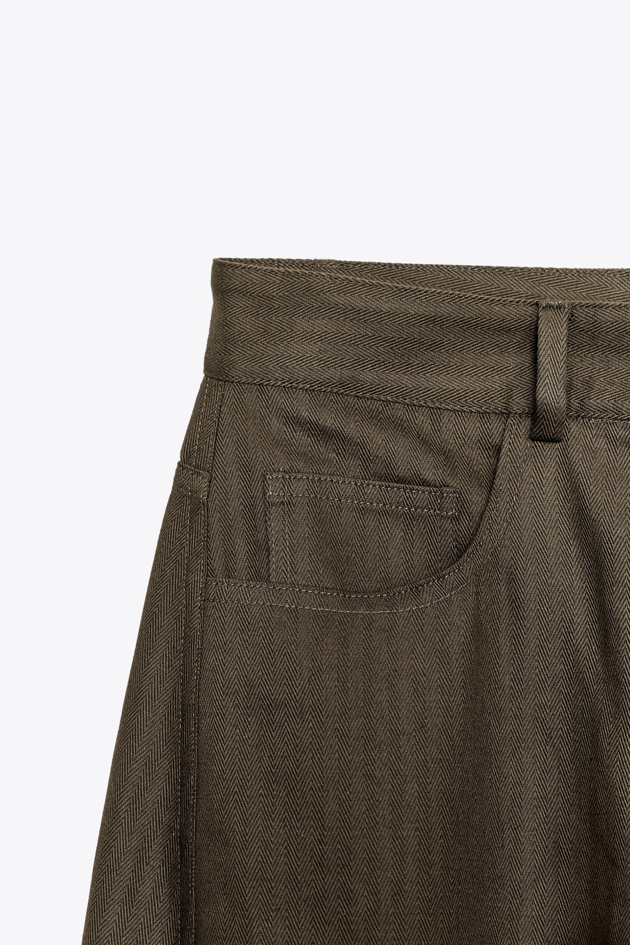 ZW COLLECTION HERRINGBONE WIDE-LEG PANTS