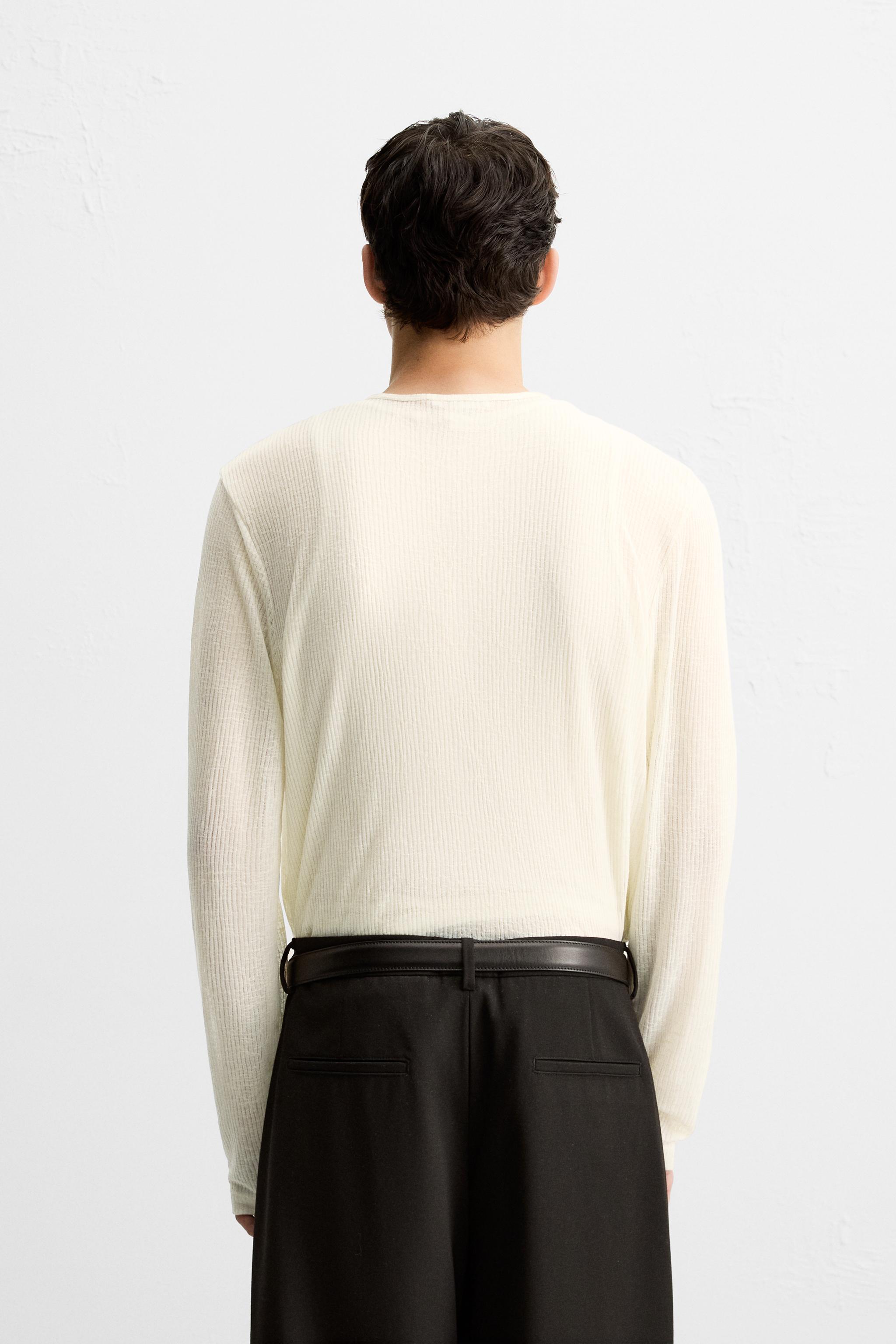SEMI-SHEER TEXTURED T-SHIRT
