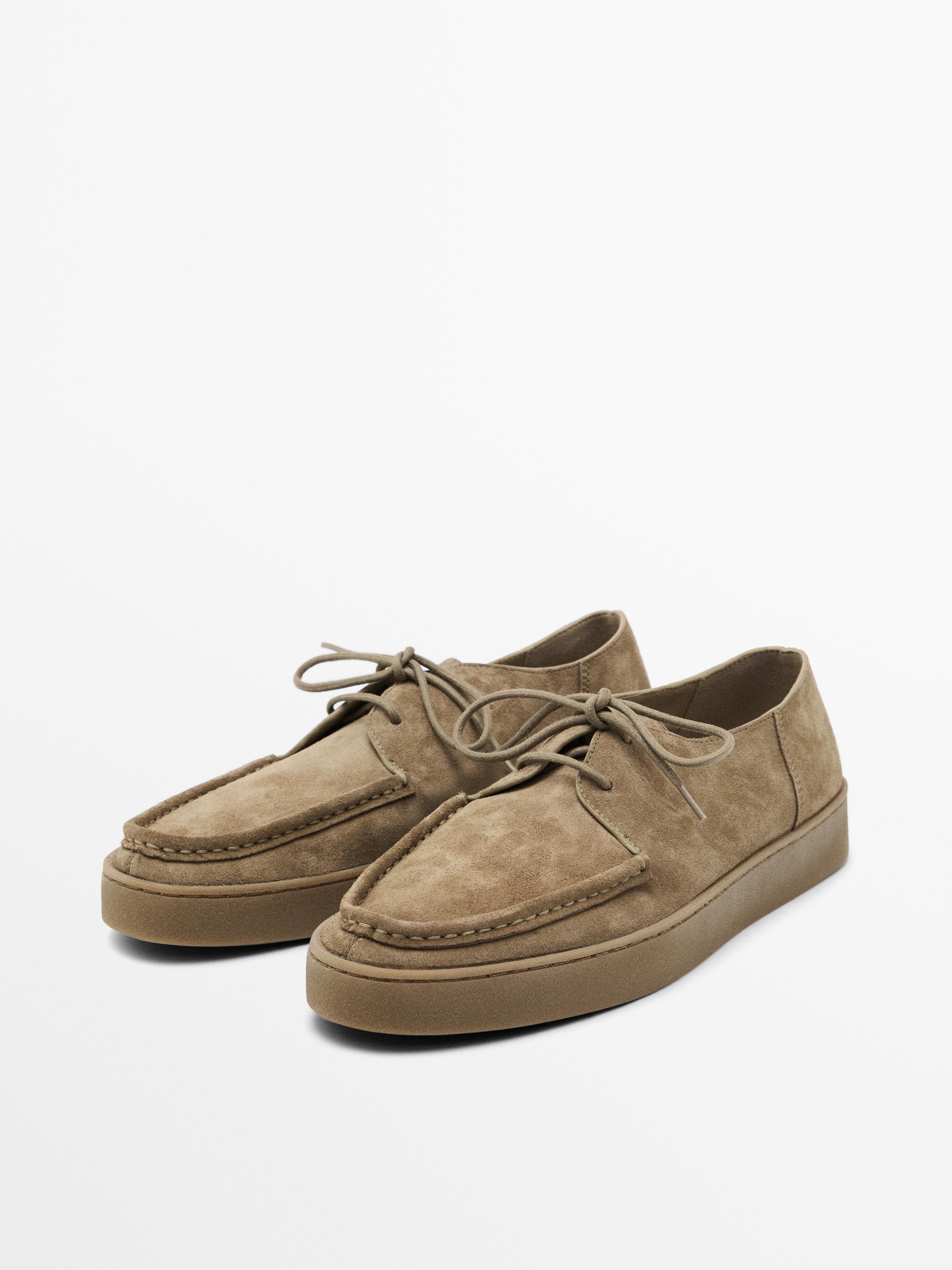 Moc toe split suede shoes