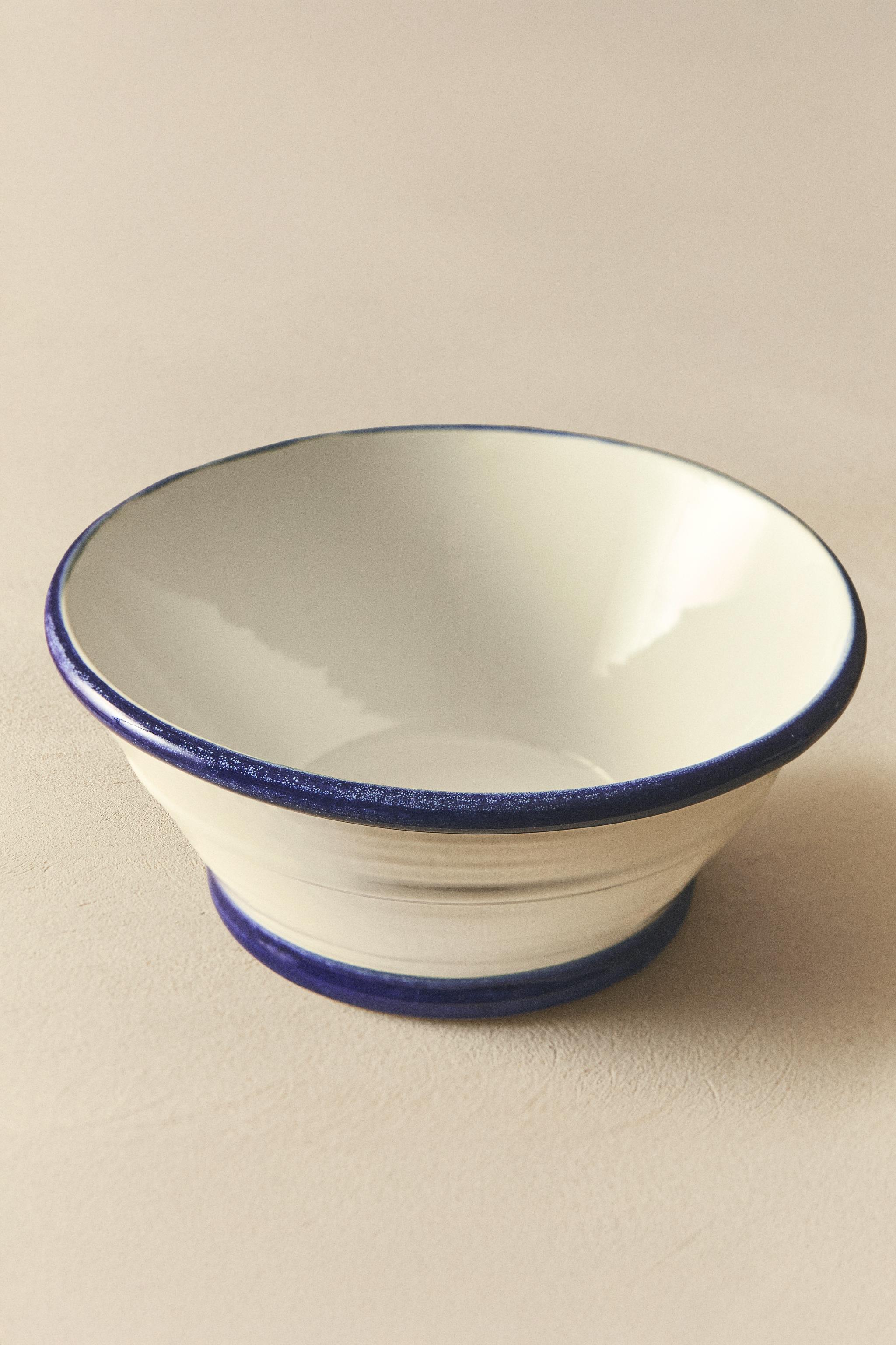 EARTHENWARE SALAD BOWL WITH CONTRAST RIM
