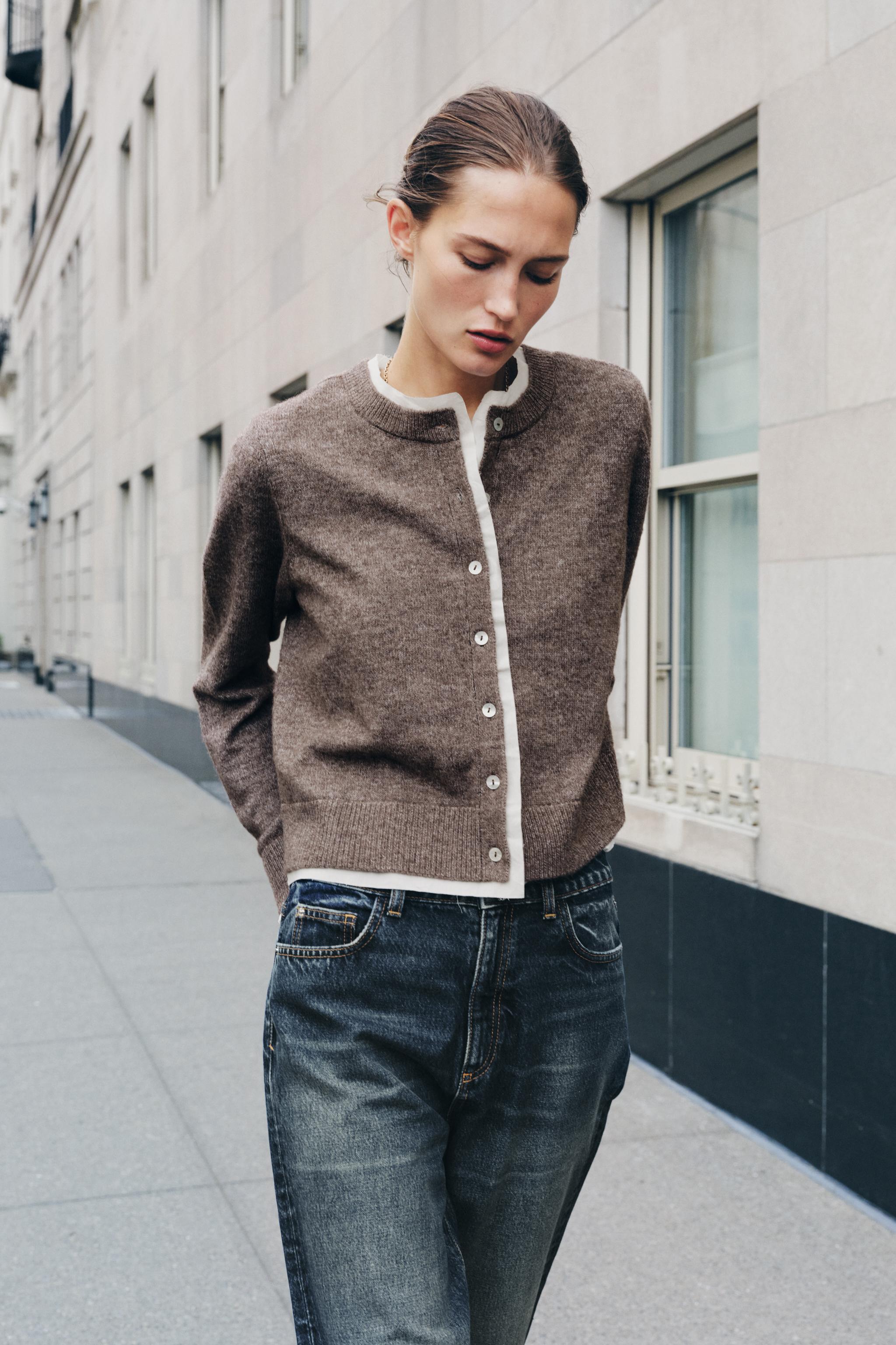 COMBINATION KNIT CARDIGAN