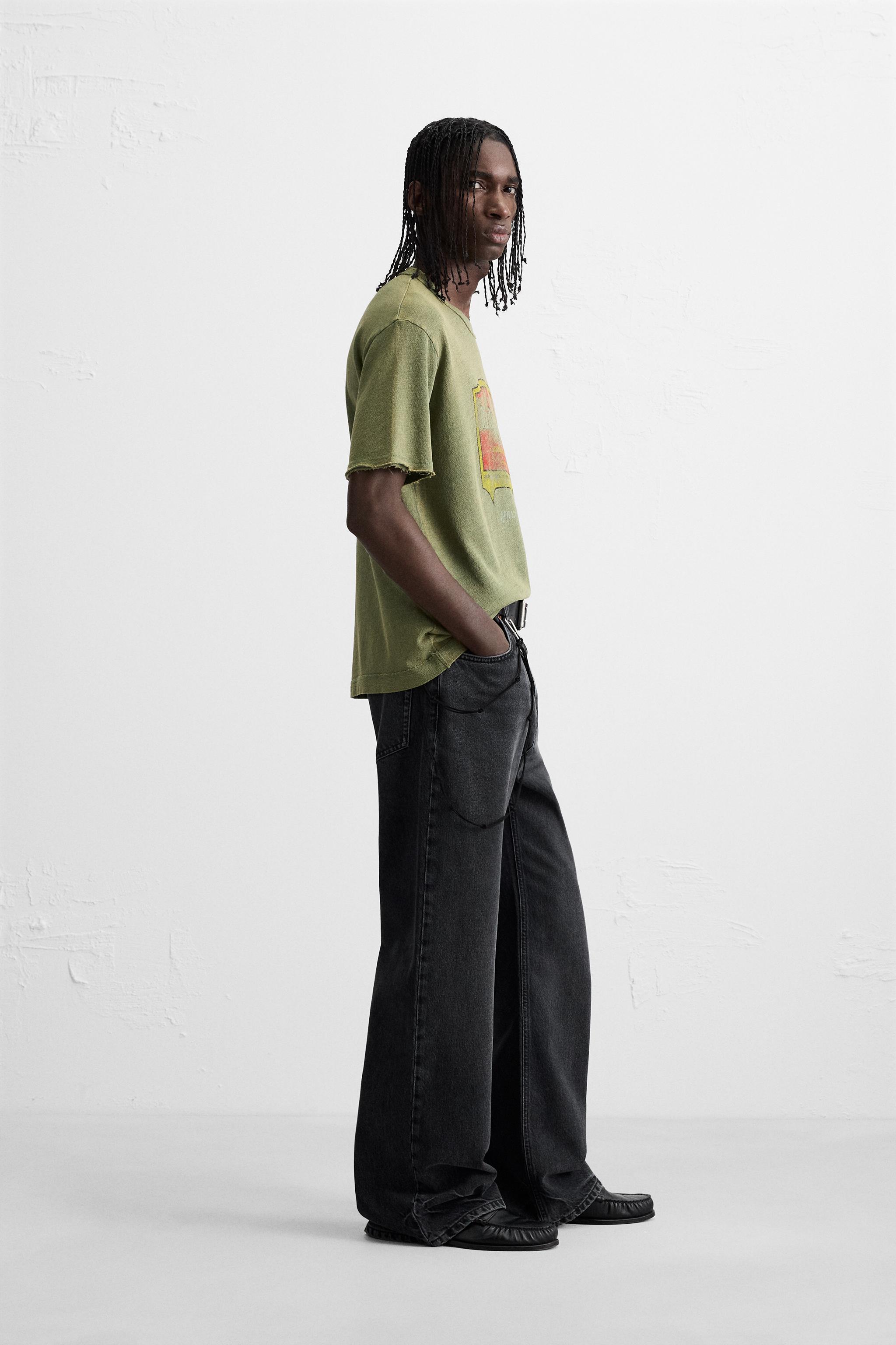 WASHED PRINT KNIT T-SHIRT