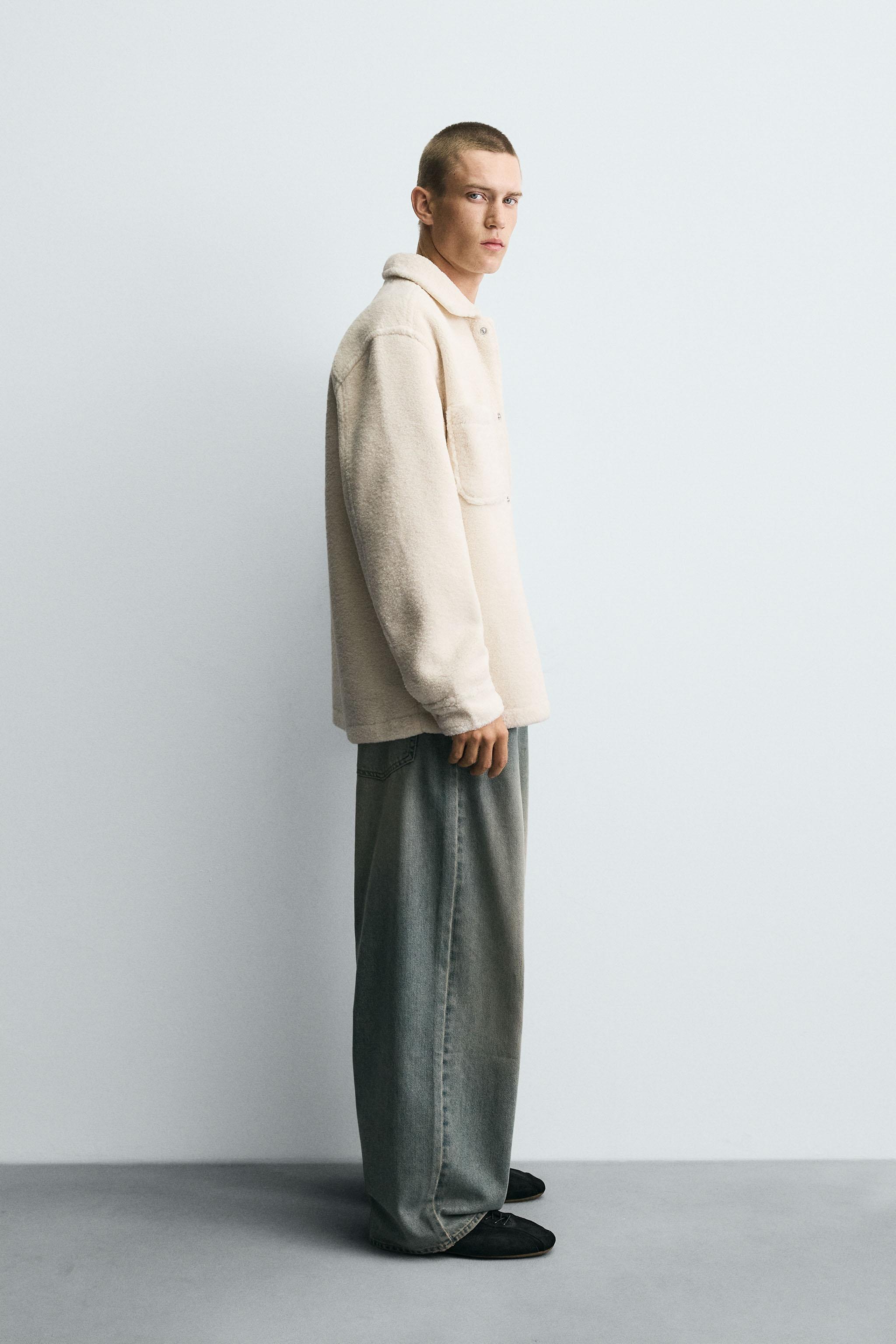 FAUX FUR EFFECT OVERSHIRT WITH POCKETS