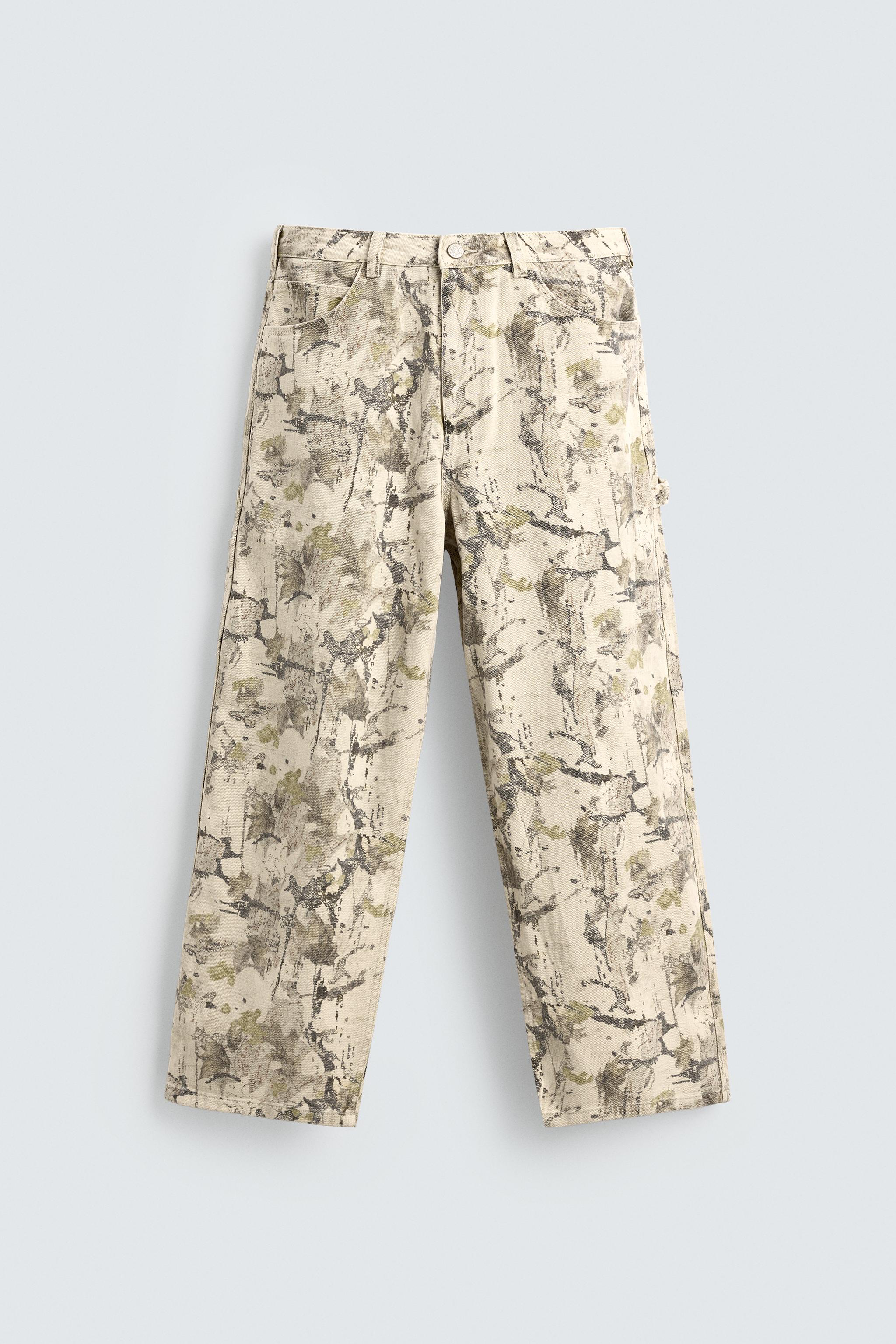 ABSTRACT PRINT BAGGY FIT CARPENTER PANTS