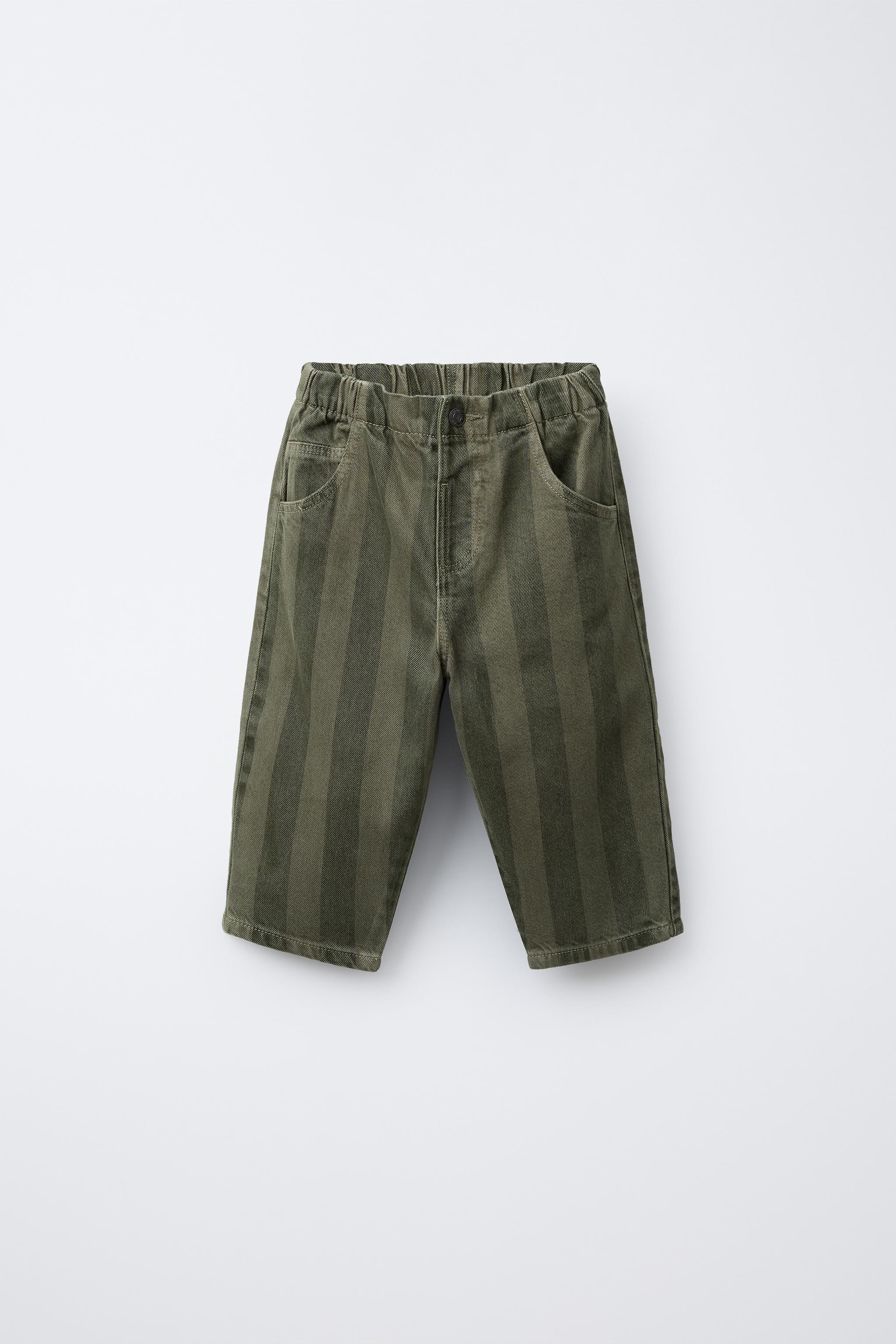 STRIPED TWILL BALLOON PANTS