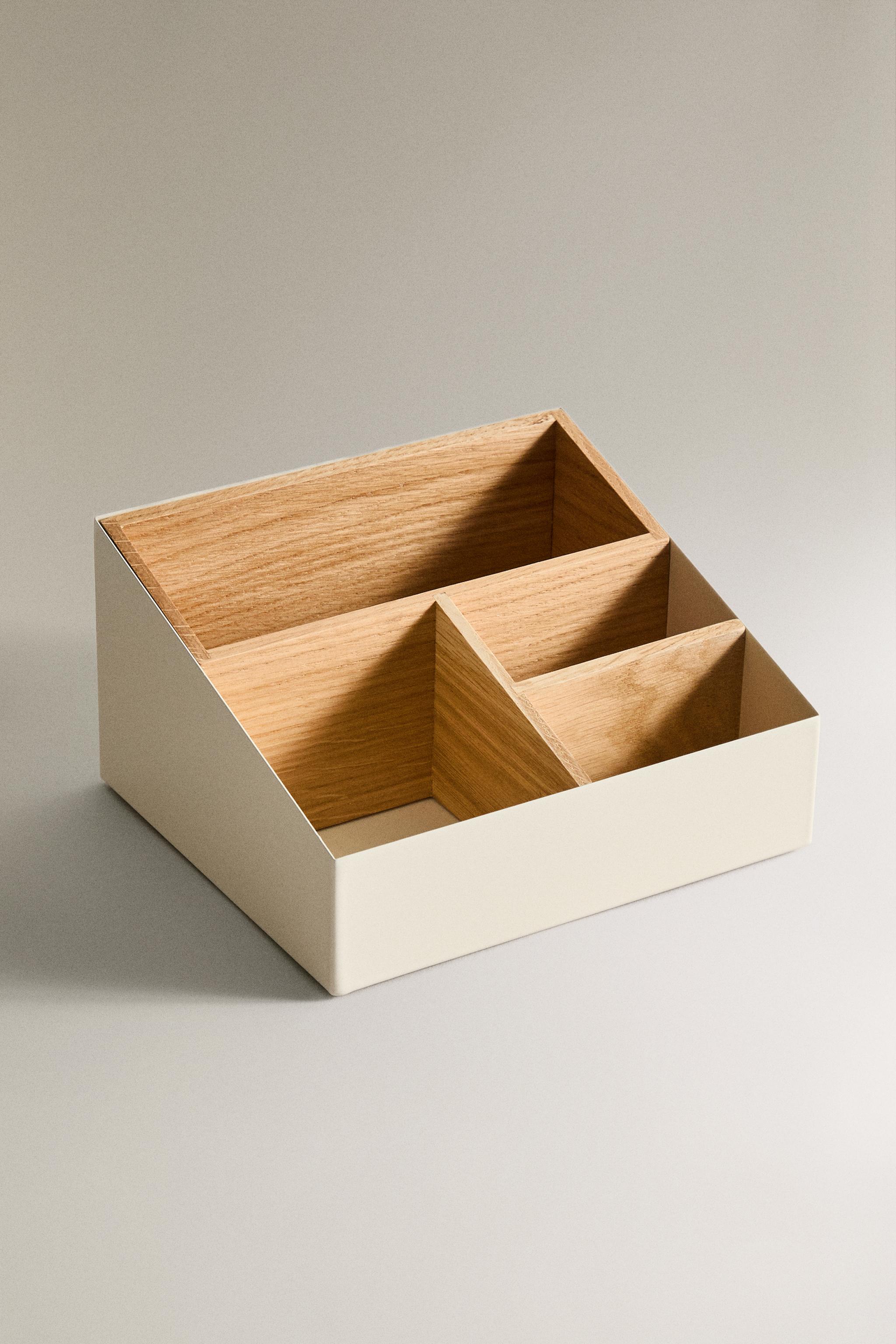 WOOD AND METAL ORGANIZER BOX