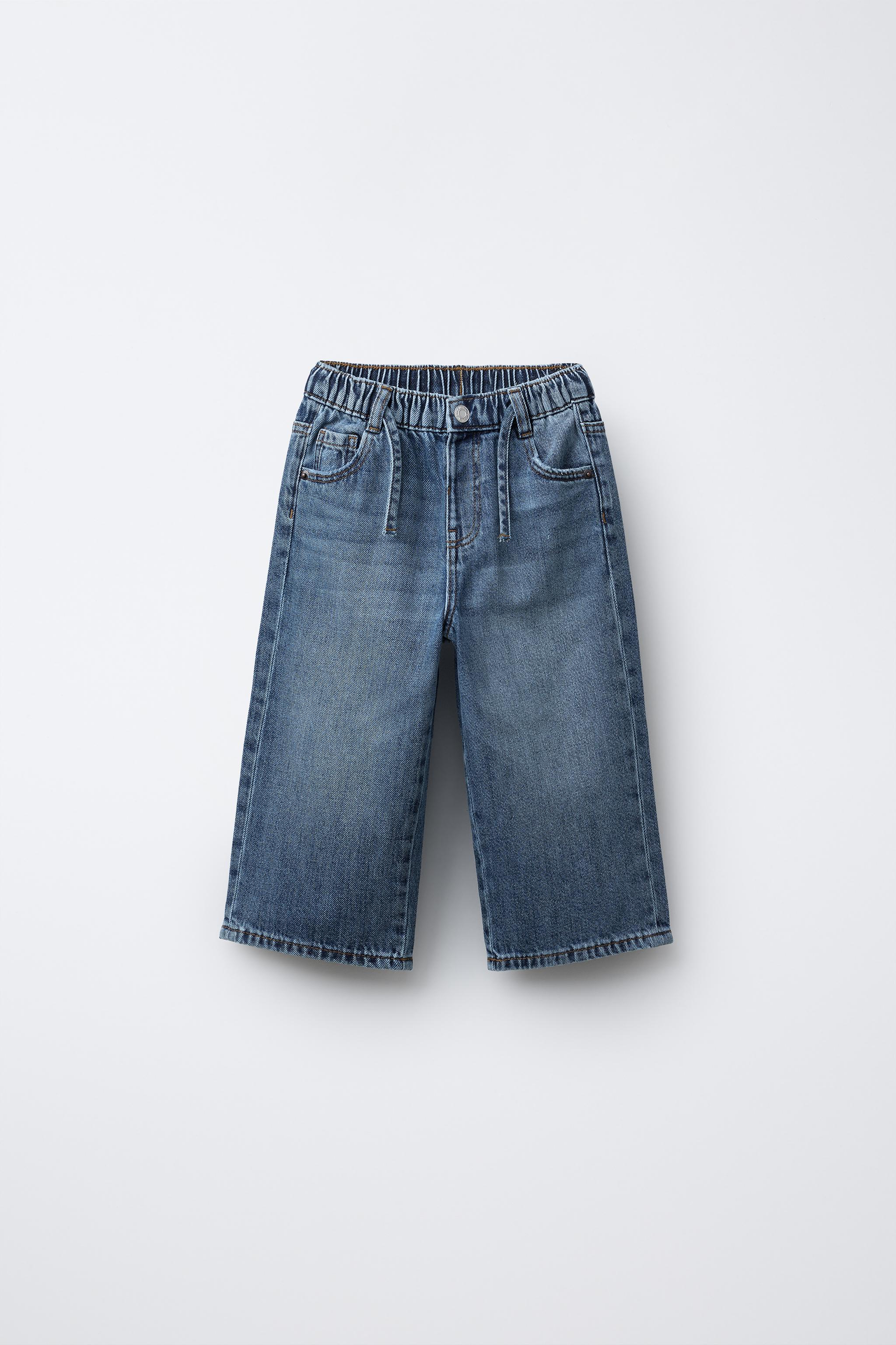 DRAWSTRING WIDE LEG JEANS