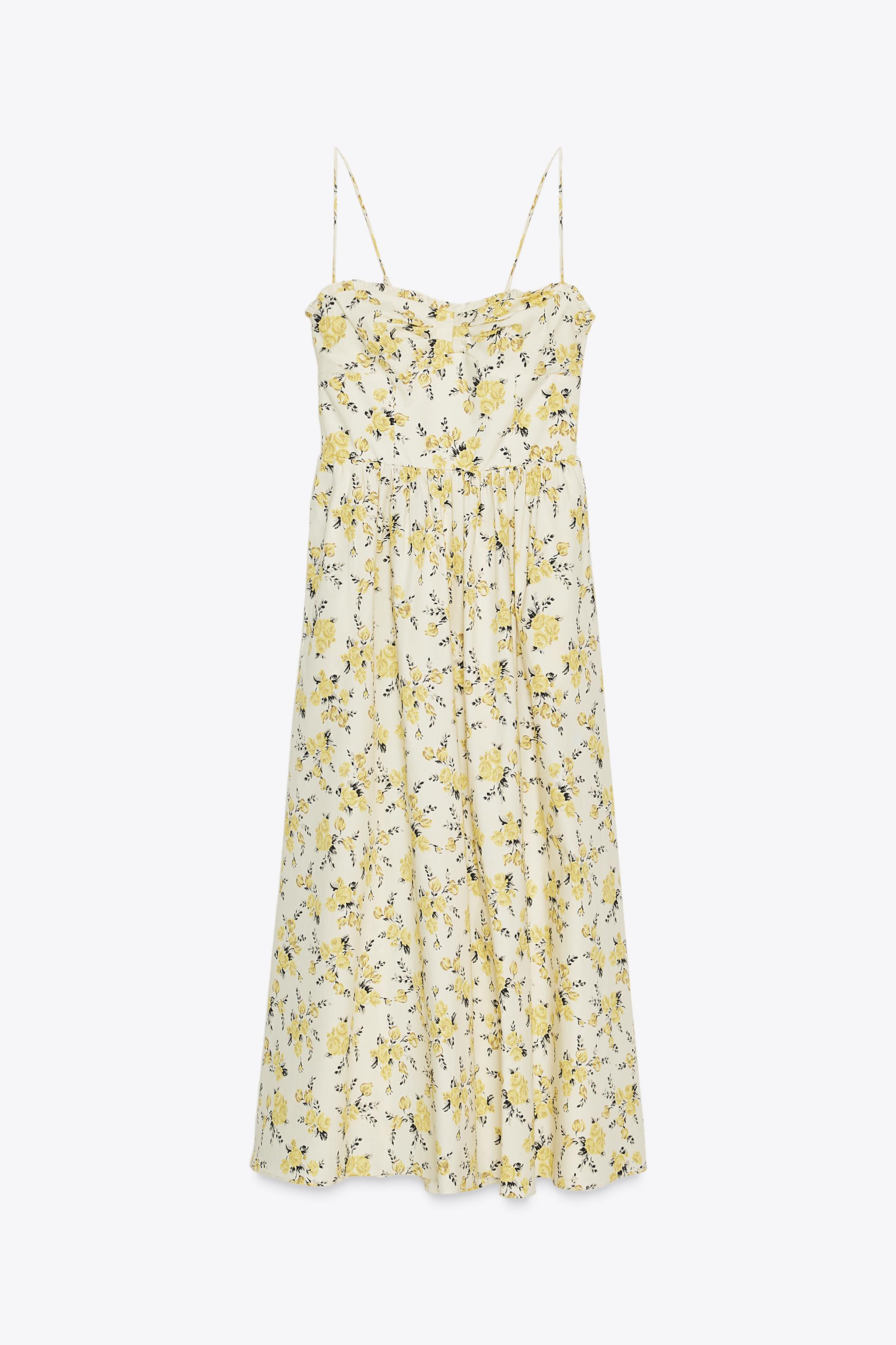 FLORAL PRINT POPLIN MIDI DRESS