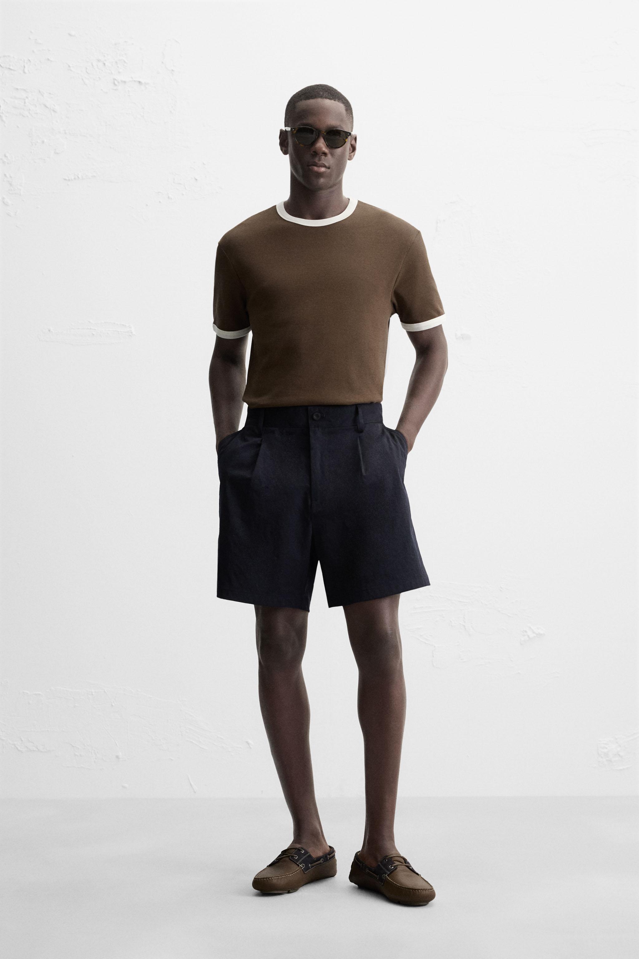 BASIC CONTRAST RIBBED T-SHIRT