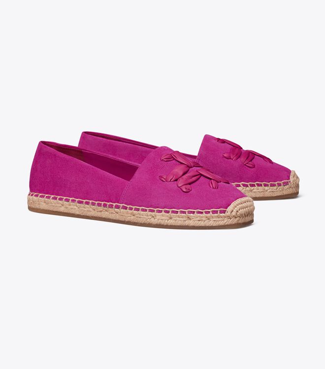 Tory Burch Fuchsia Woven Double T Aline Espadrille