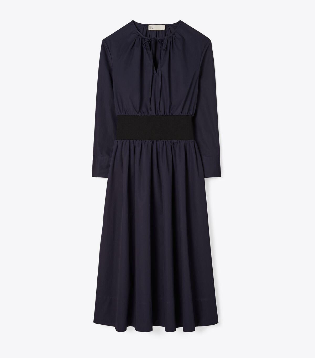 Tory Burch Navy Poplin Knit-waist Dress