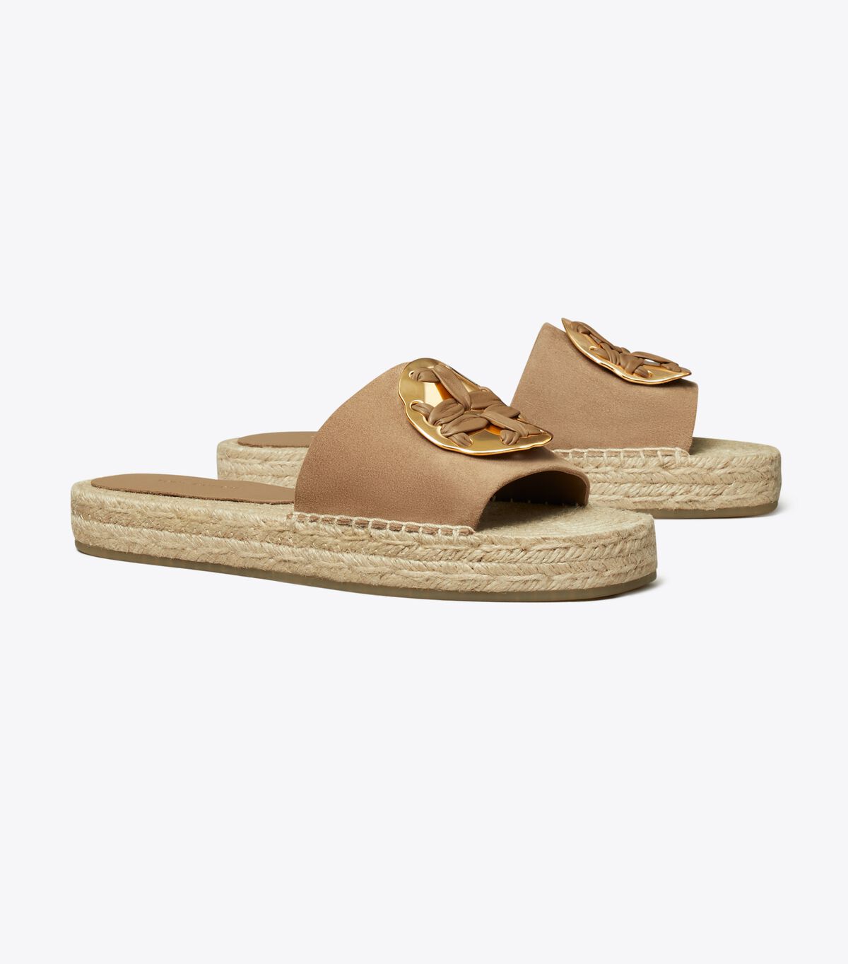 Tory Burch Khaki Woven Double T Espadrille
