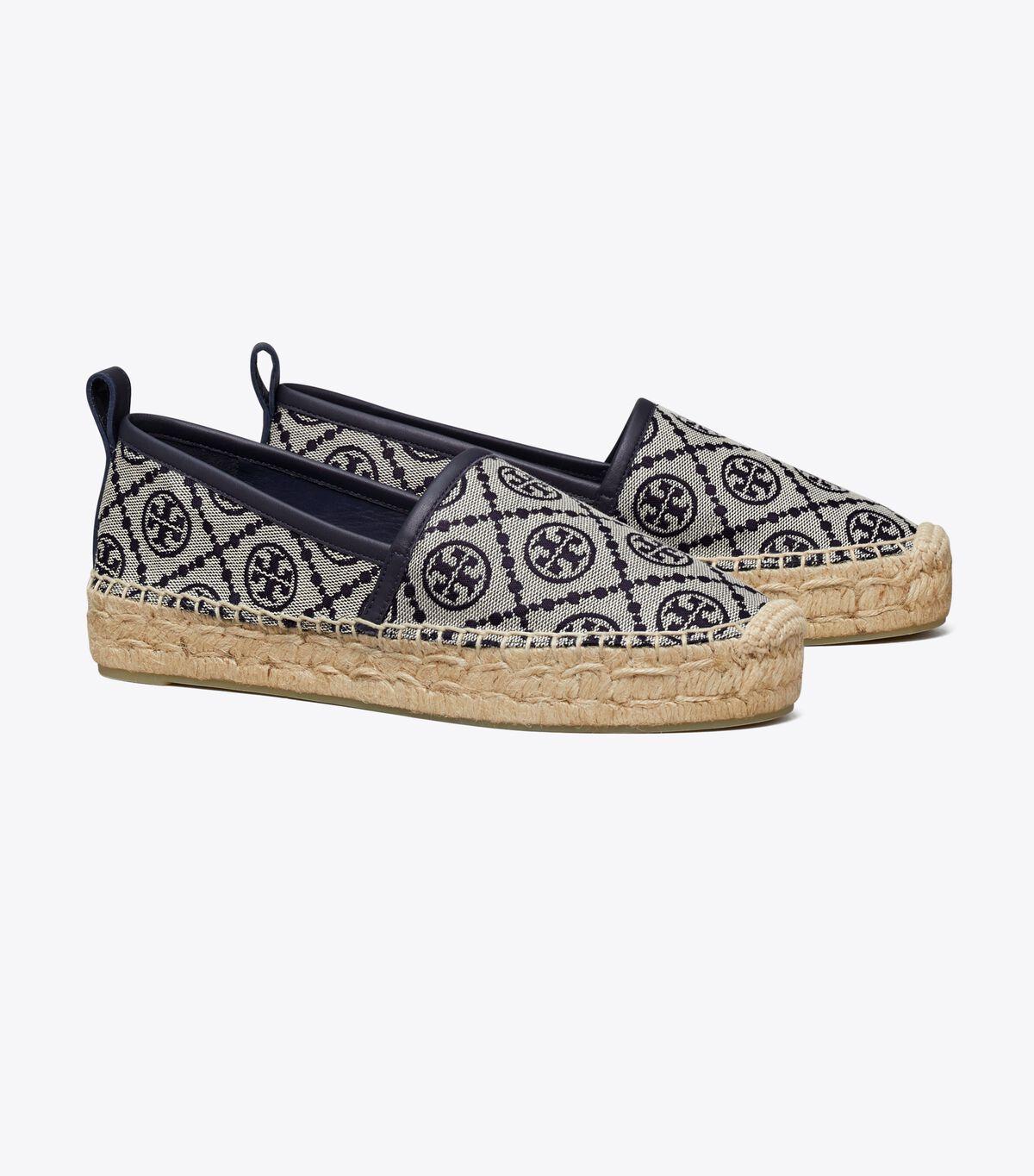 Tory Burch Navy T Monogram Platform Ballet Flats