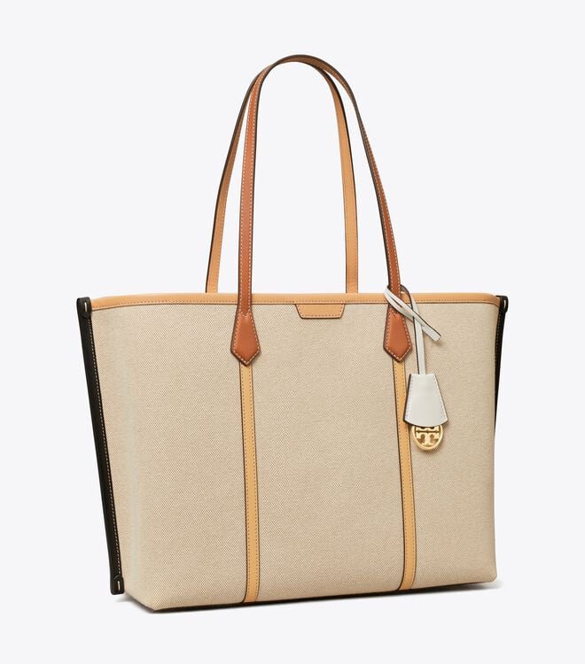 Tory Burch Beige / Multicolor Perry Canvas Tote Bags