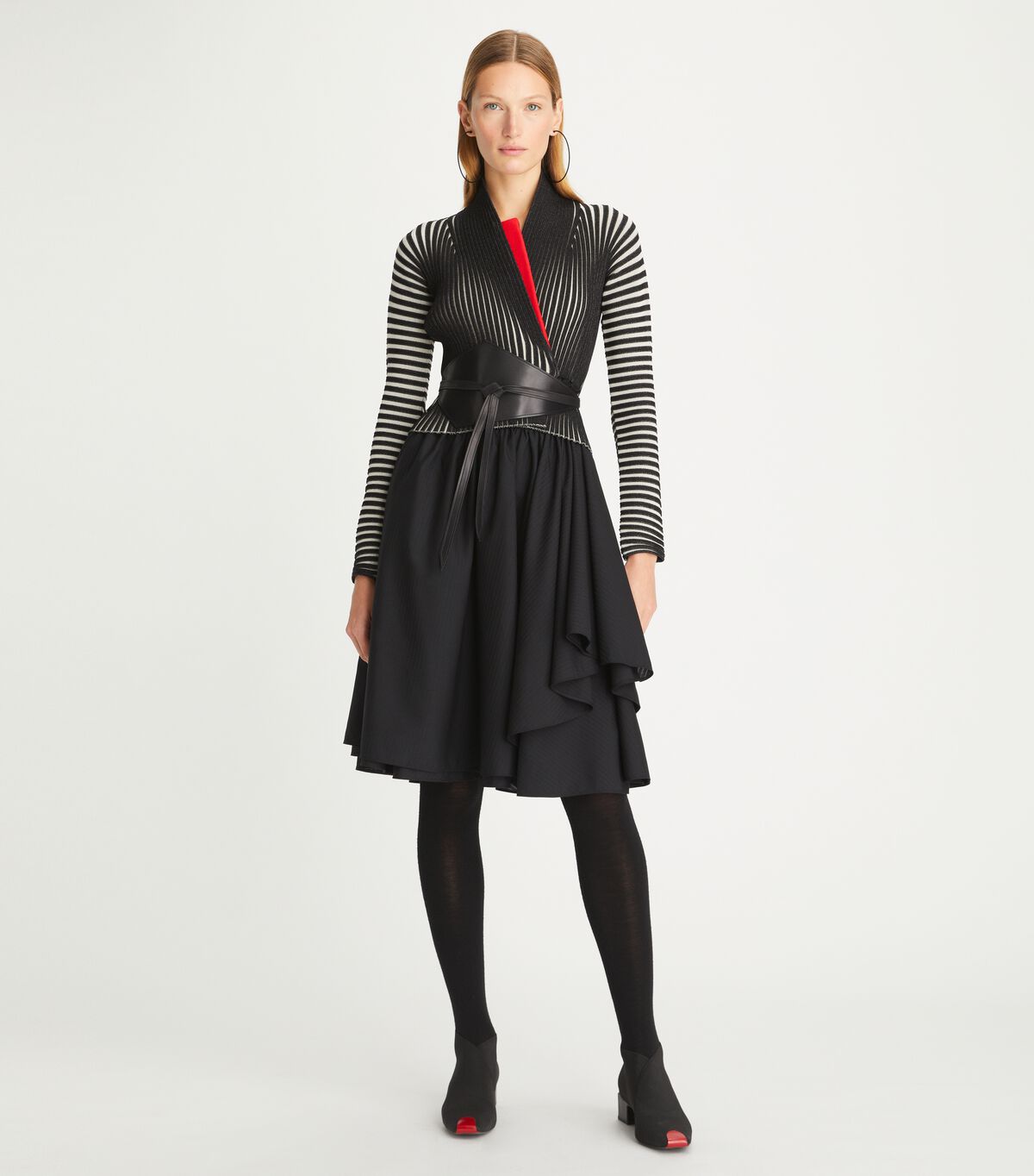 Tory Burch Black / Flower Plaited Rib Shawl Cardigan