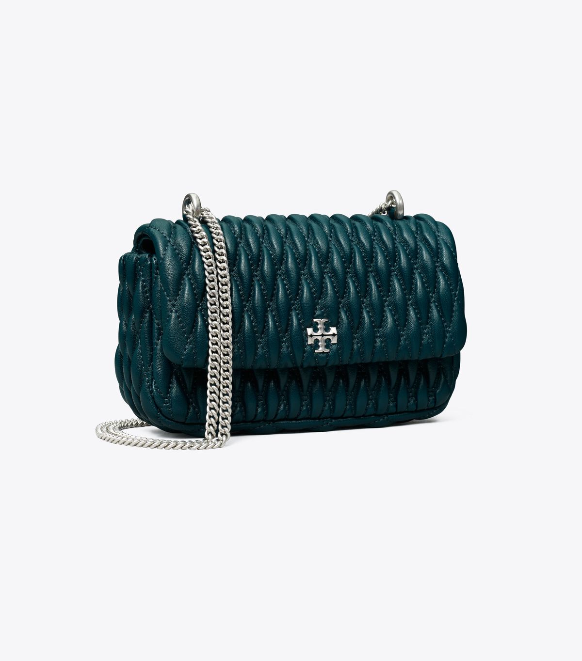 Tory Burch Dark Turquoise Mini Kira Ruched Shoulder Bags