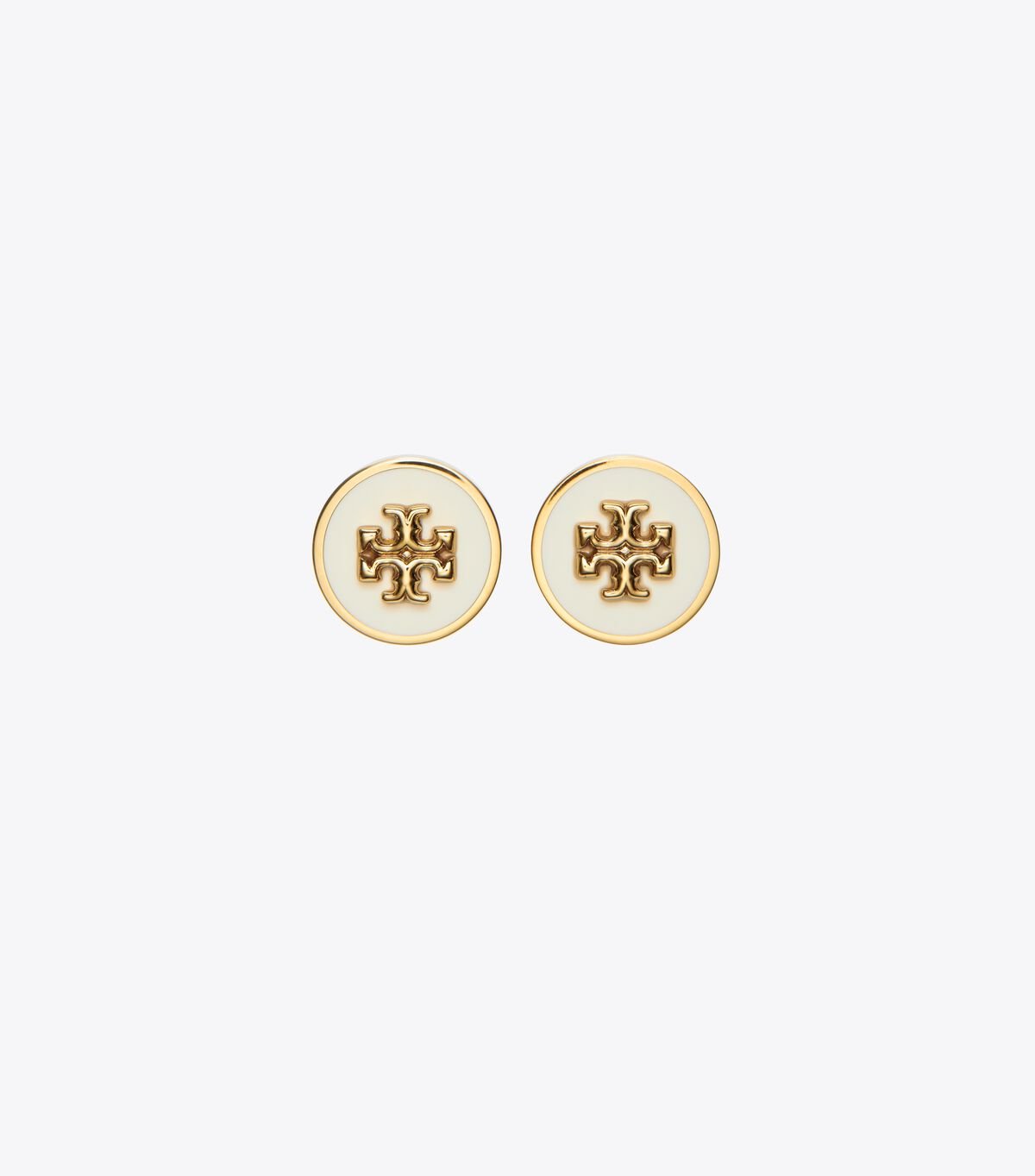 Tory Burch Gold / White Kira Enamel Circle-stud Earrings
