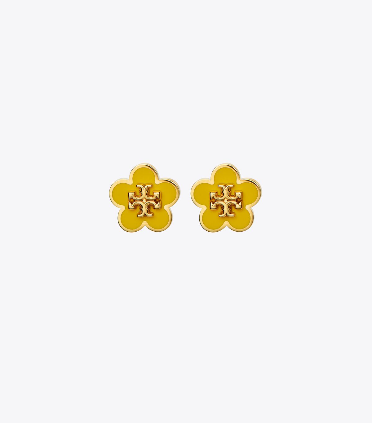 Tory Burch Gold / Yellow Kira Enamel Flower Stud Earrings