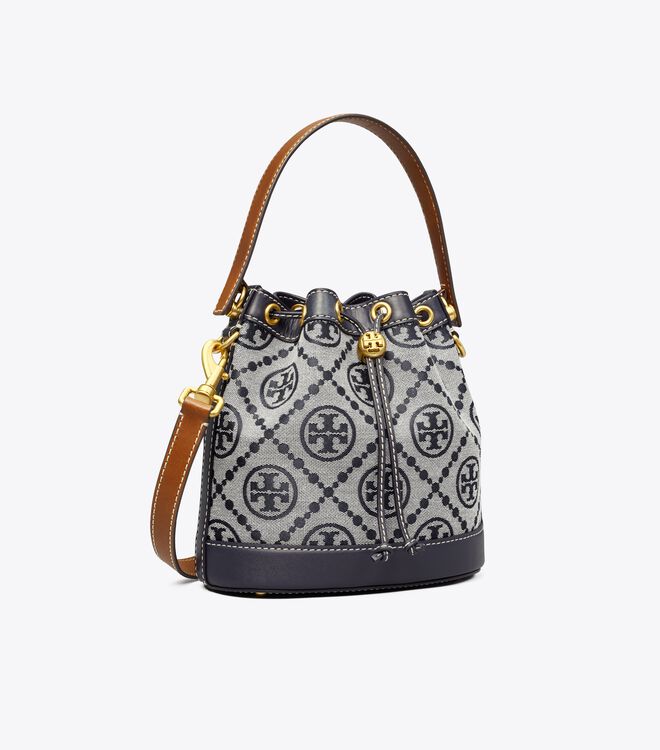 Tory Burch Navy T Monogram Bucket Bags