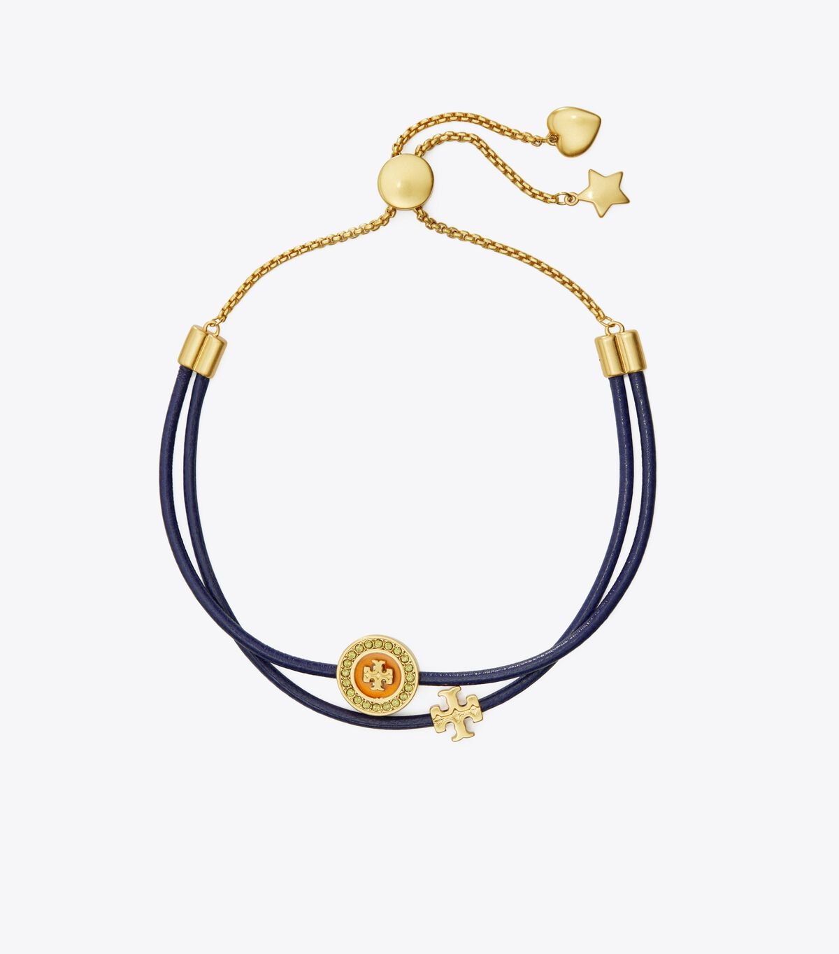 Tory Burch Purple Multicolor Kira Enamel Pavé Slider Bracelet