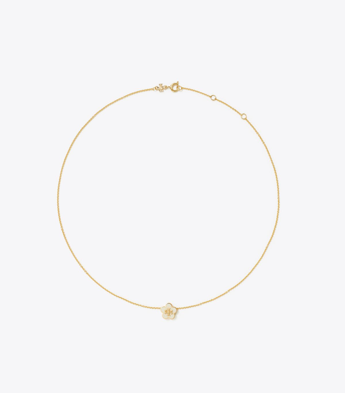 Tory Burch Gold / White Kira Enamel Flower Pendant Necklace