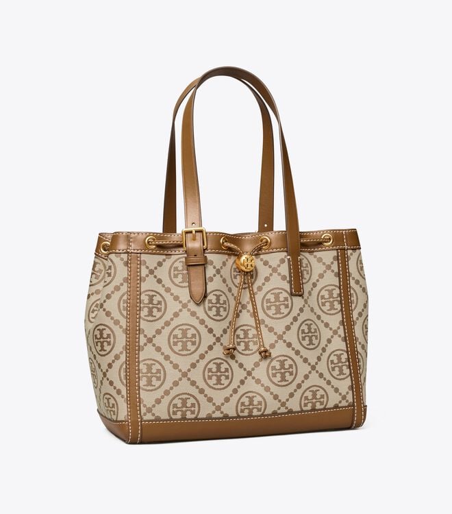 Tory Burch Brown T Monogram Jacquard Small Tote Bags