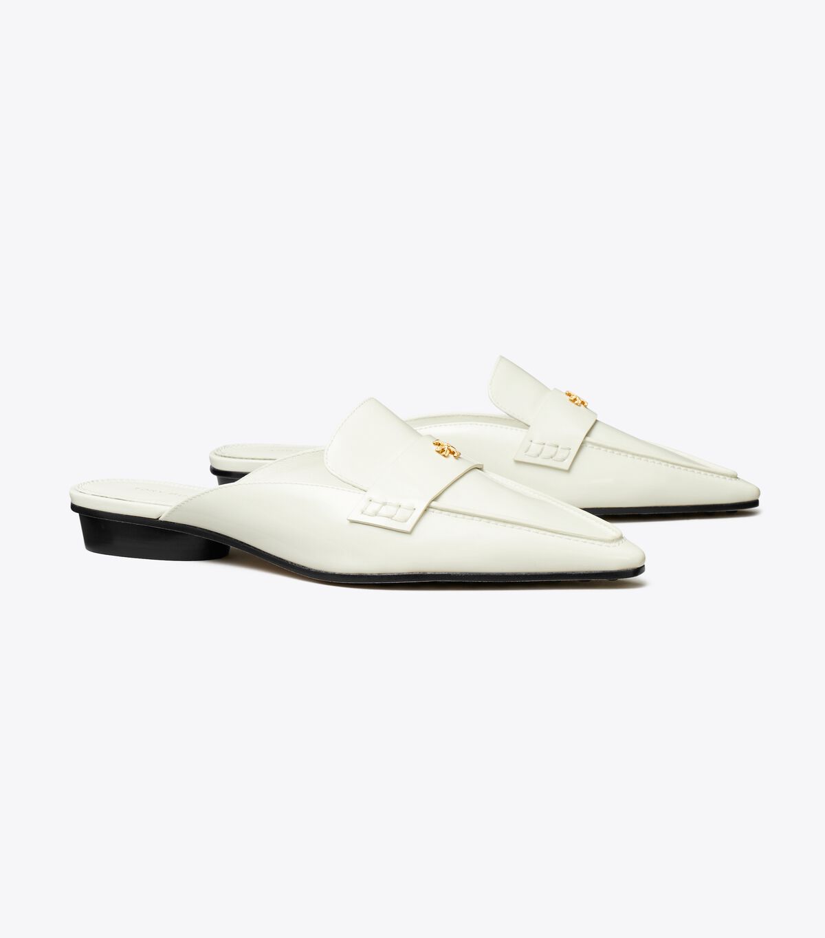 Tory Burch White Pointed Backless Loafers