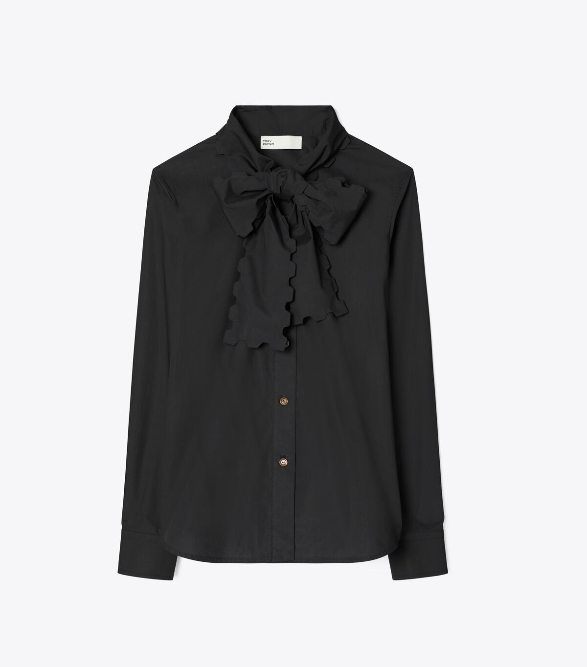 Tory Burch Black Scalloped Poplin Blouse