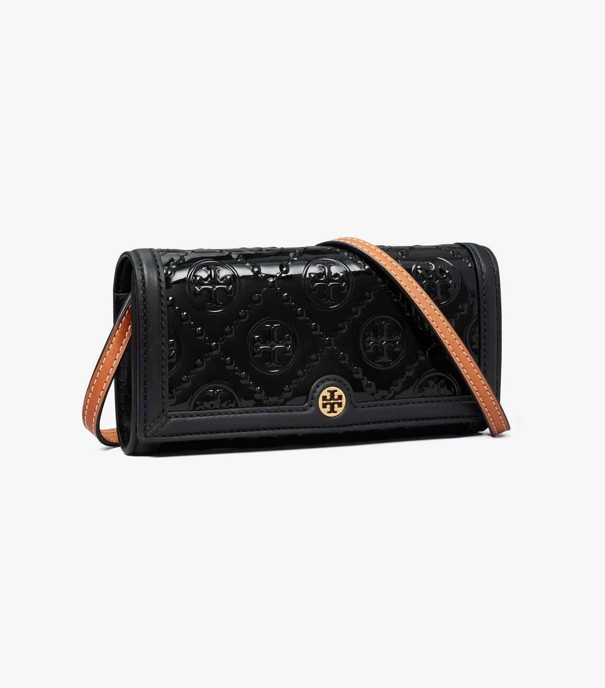 Tory Burch Black T Monogram Patent Embossed Crossbody Bags