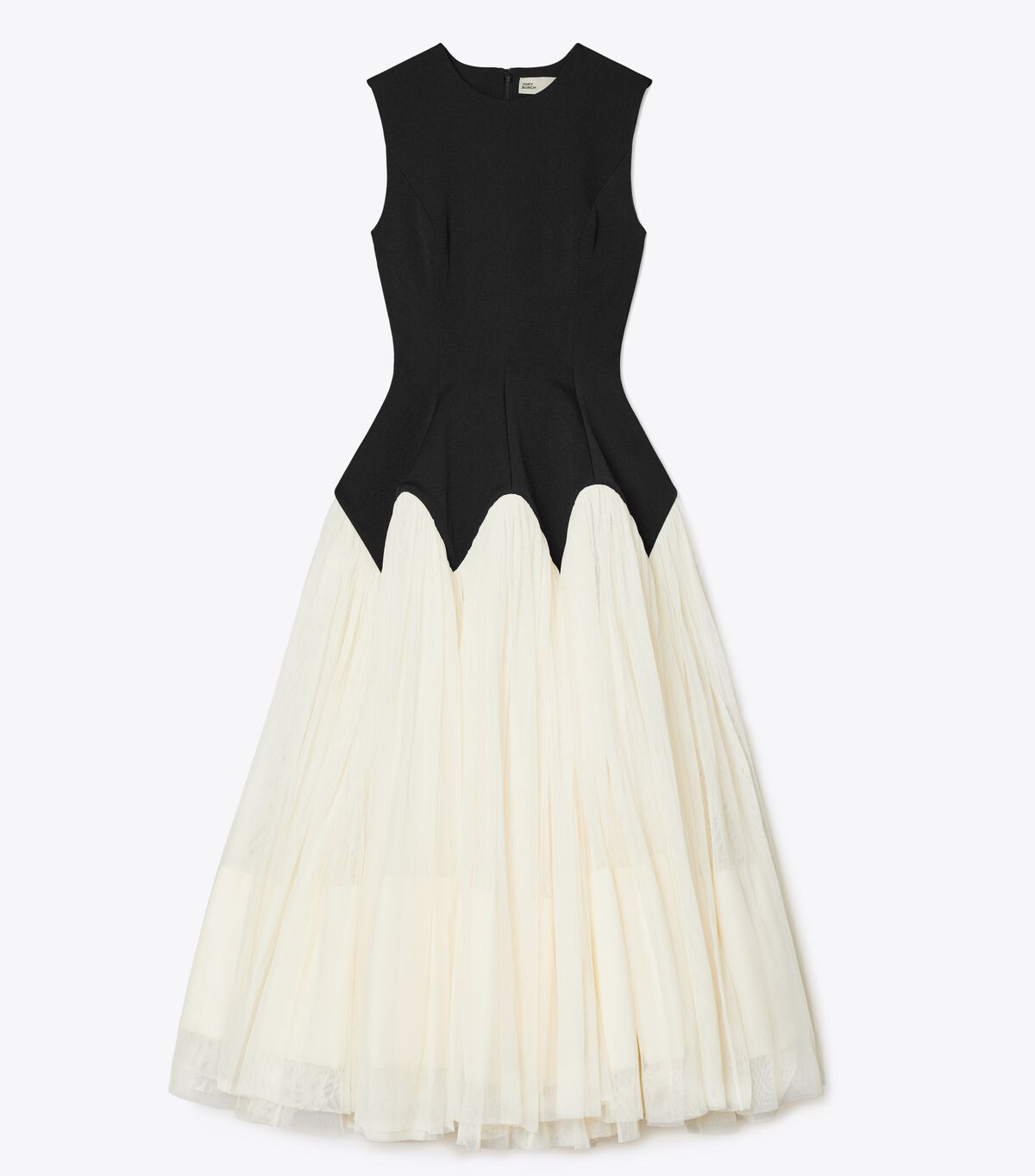 Tory Burch White Colorblock Tulle Dress