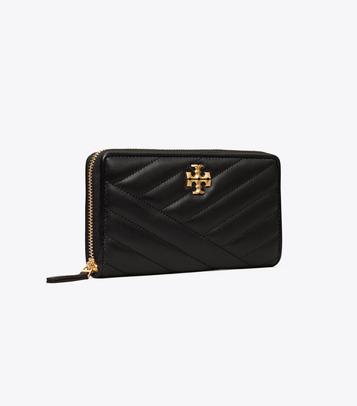 Tory Burch Black Kira Chevron Zip Wallets